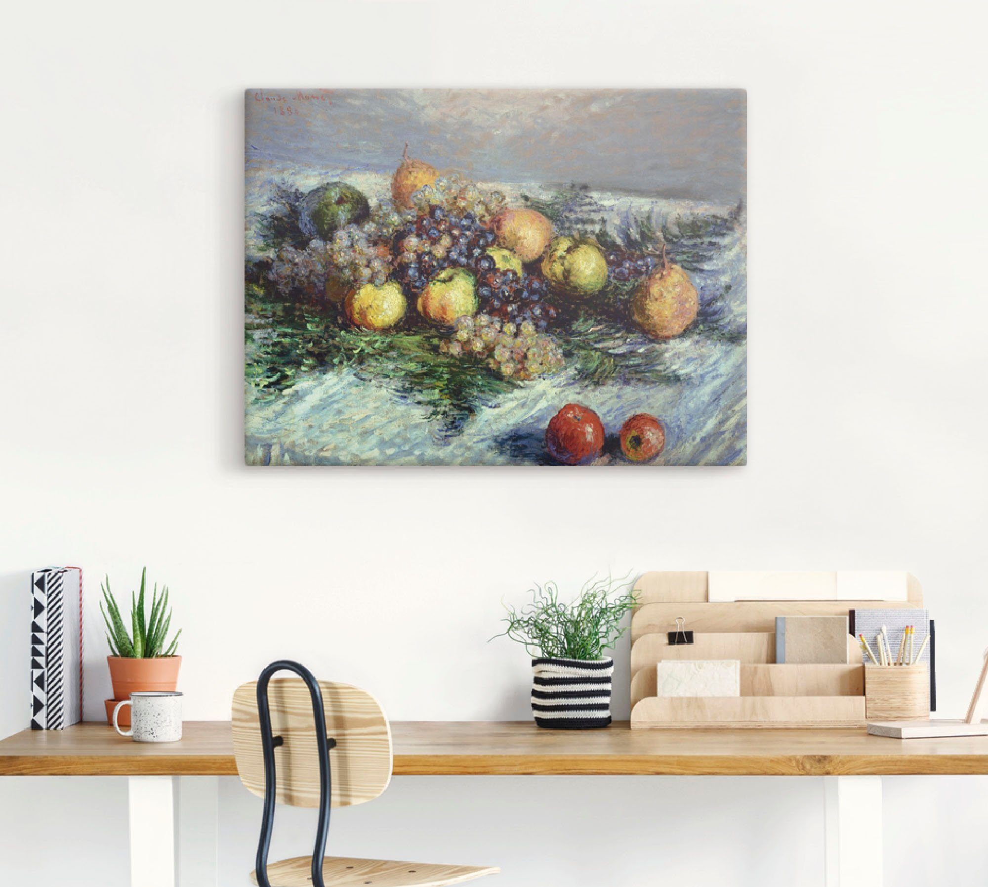 Artland Artprint Stilleven met lampen en druiven. 1880 als artprint op linnen, poster in verschillende formaten maten