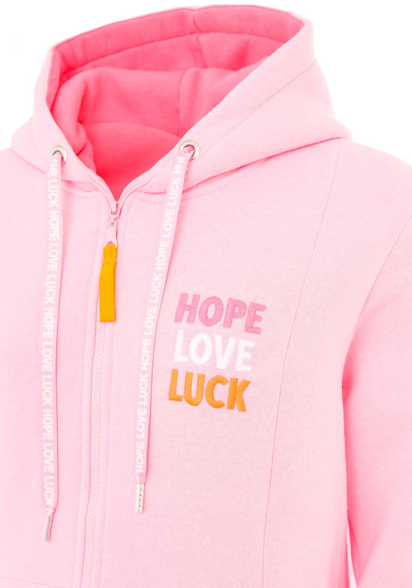 Zwillingsherz Jersey jas Hope Love Luck met lange rits en zijzakken