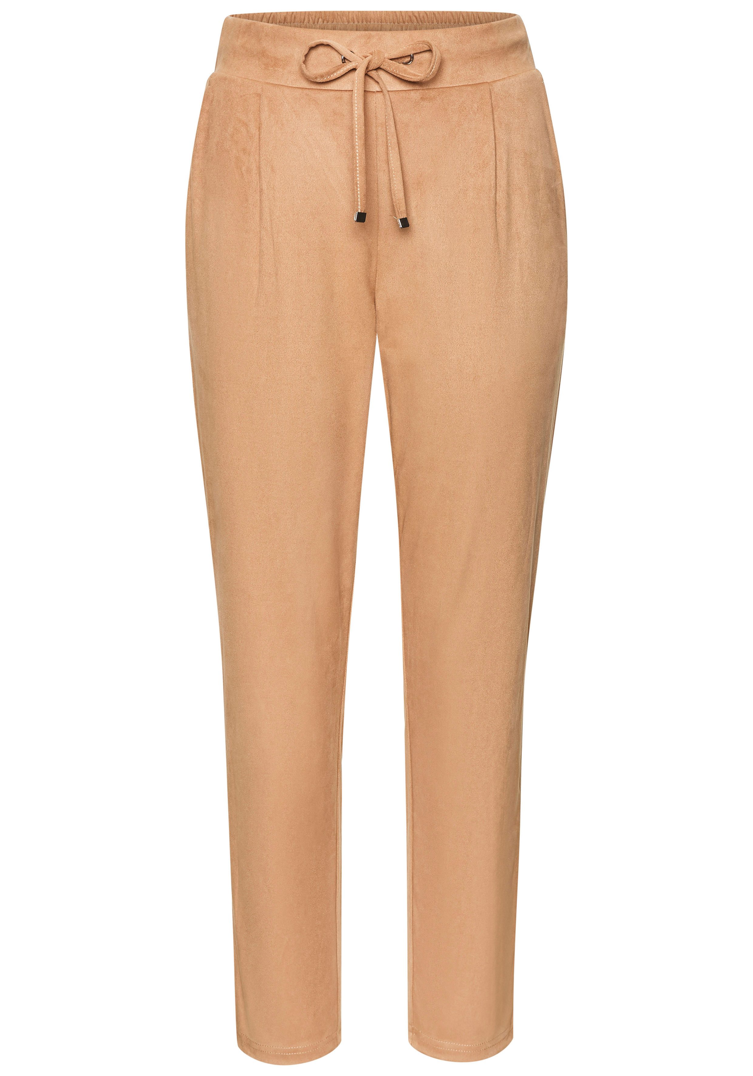 Lascana Comfortbroek van imitatie-suède met zakken, comfortabele stofbroek, elastische tailleband