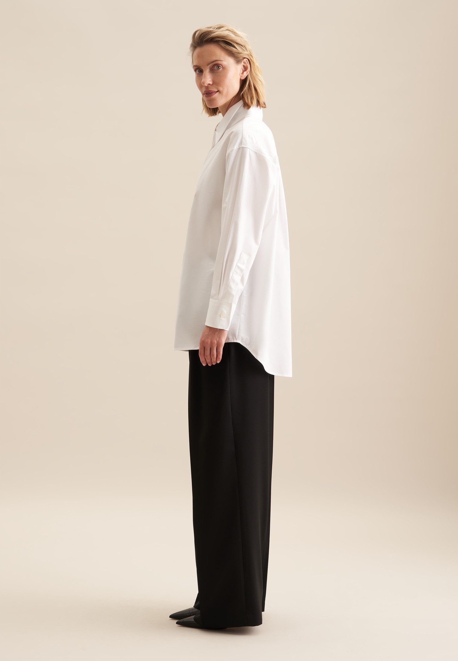 seidensticker Lange blouse Zwarte roos Lange mouwen kraag uni