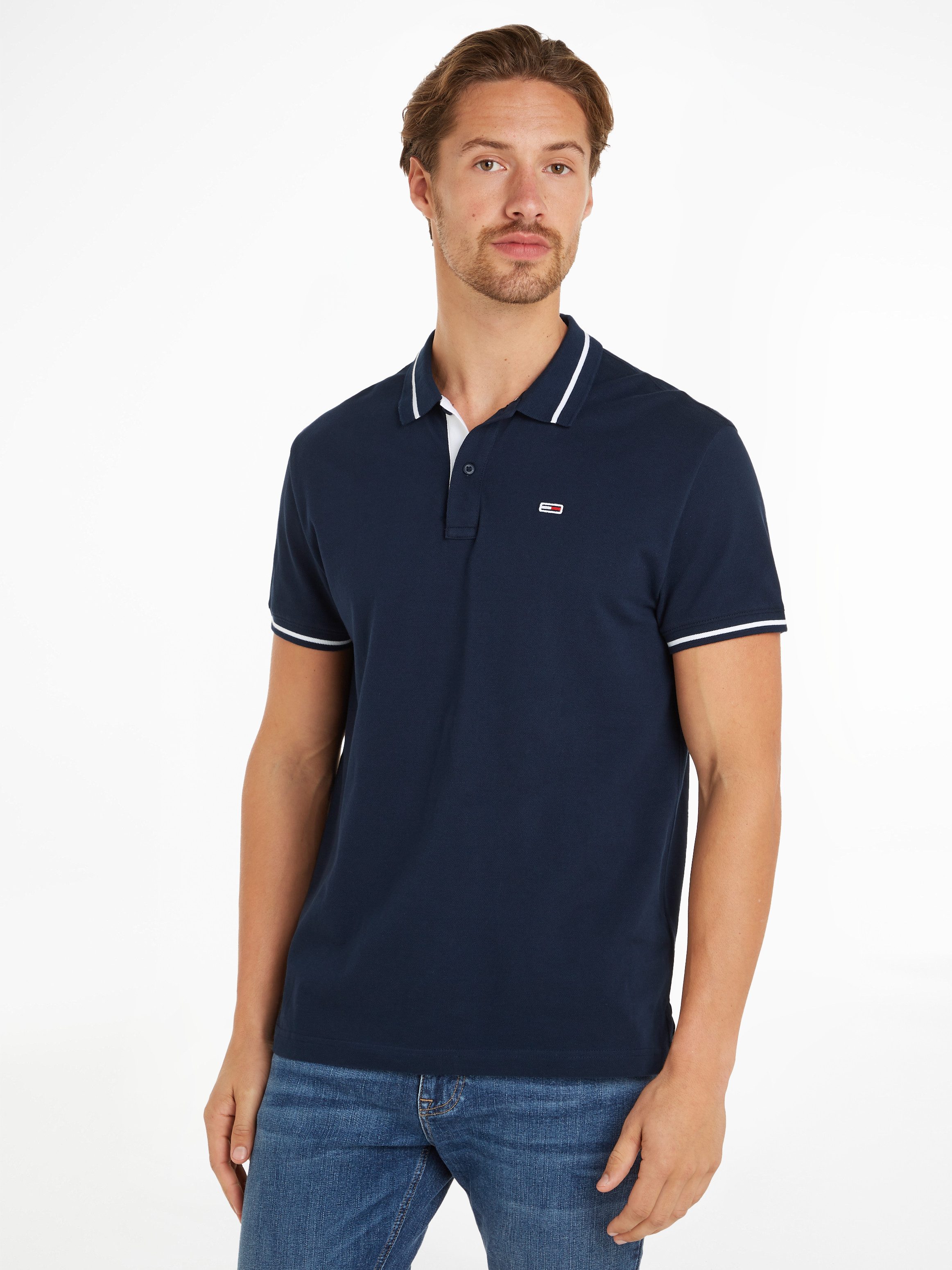 Tommy Hilfiger Blauw Polo Met Korte Mouwen Geborduurd Logo Blue Heren