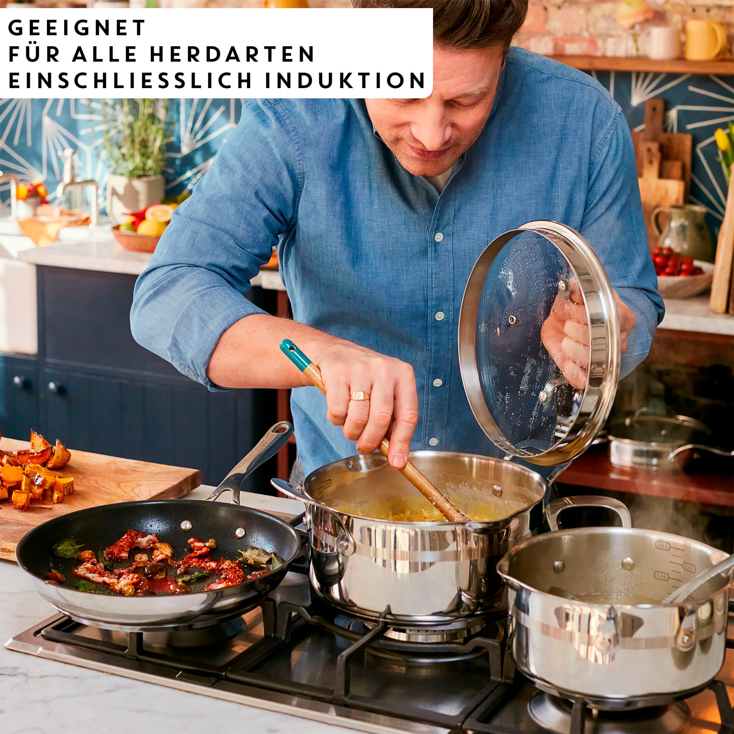 Tefal Wok Jamie Oliver E31019 Cook Smart Anti-aanbakcoating, thermo-signaal, inductie, Ø 28 cm