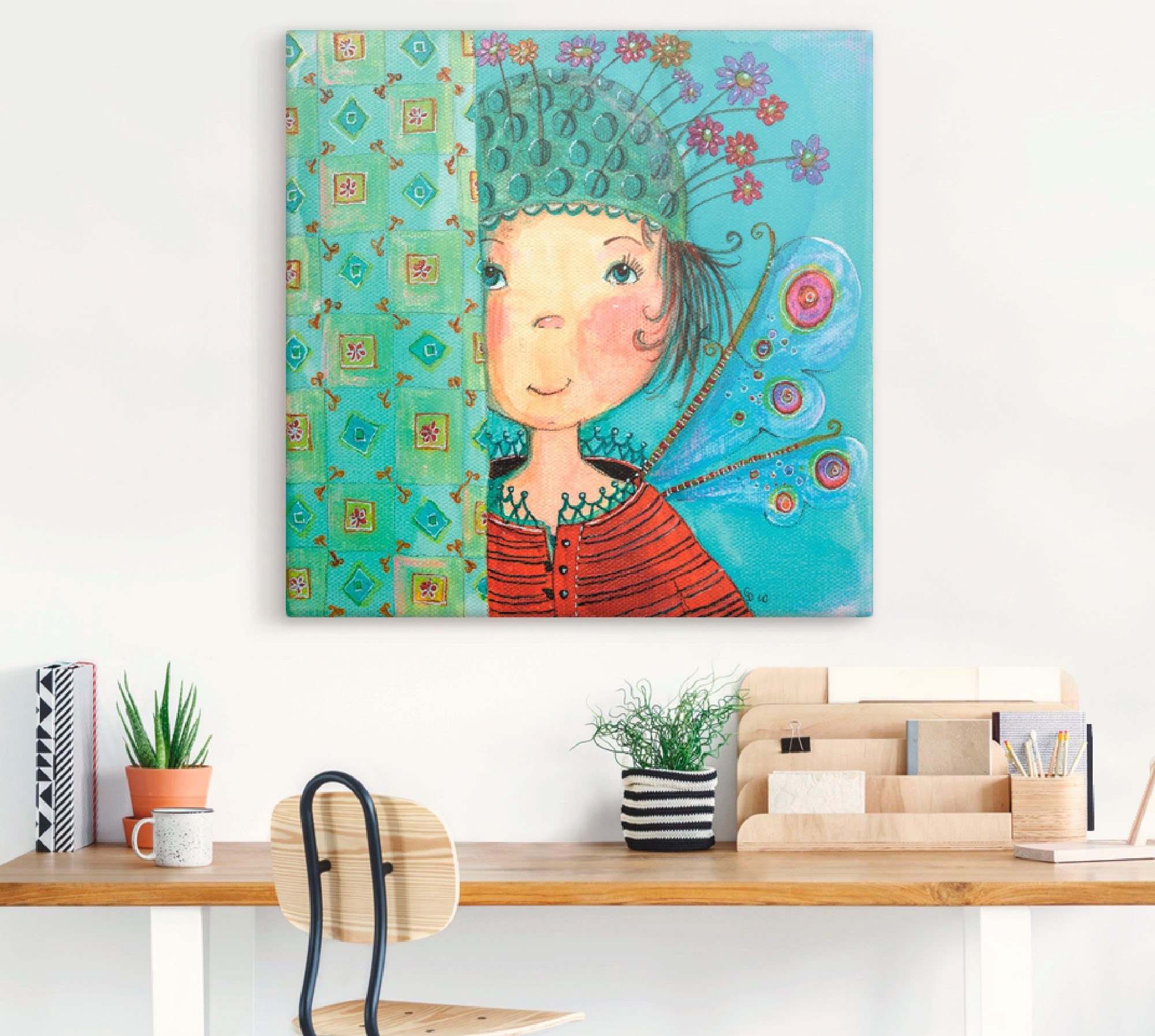 Artland Artprint Engeltje verstopt zich als artprint op linnen, poster in verschillende formaten maten