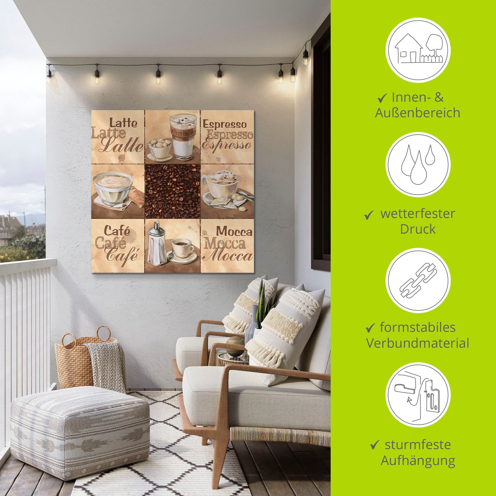 Artland Artprint Koffie collage II als artprint van aluminium, artprint op linnen, muursticker, verschillende maten