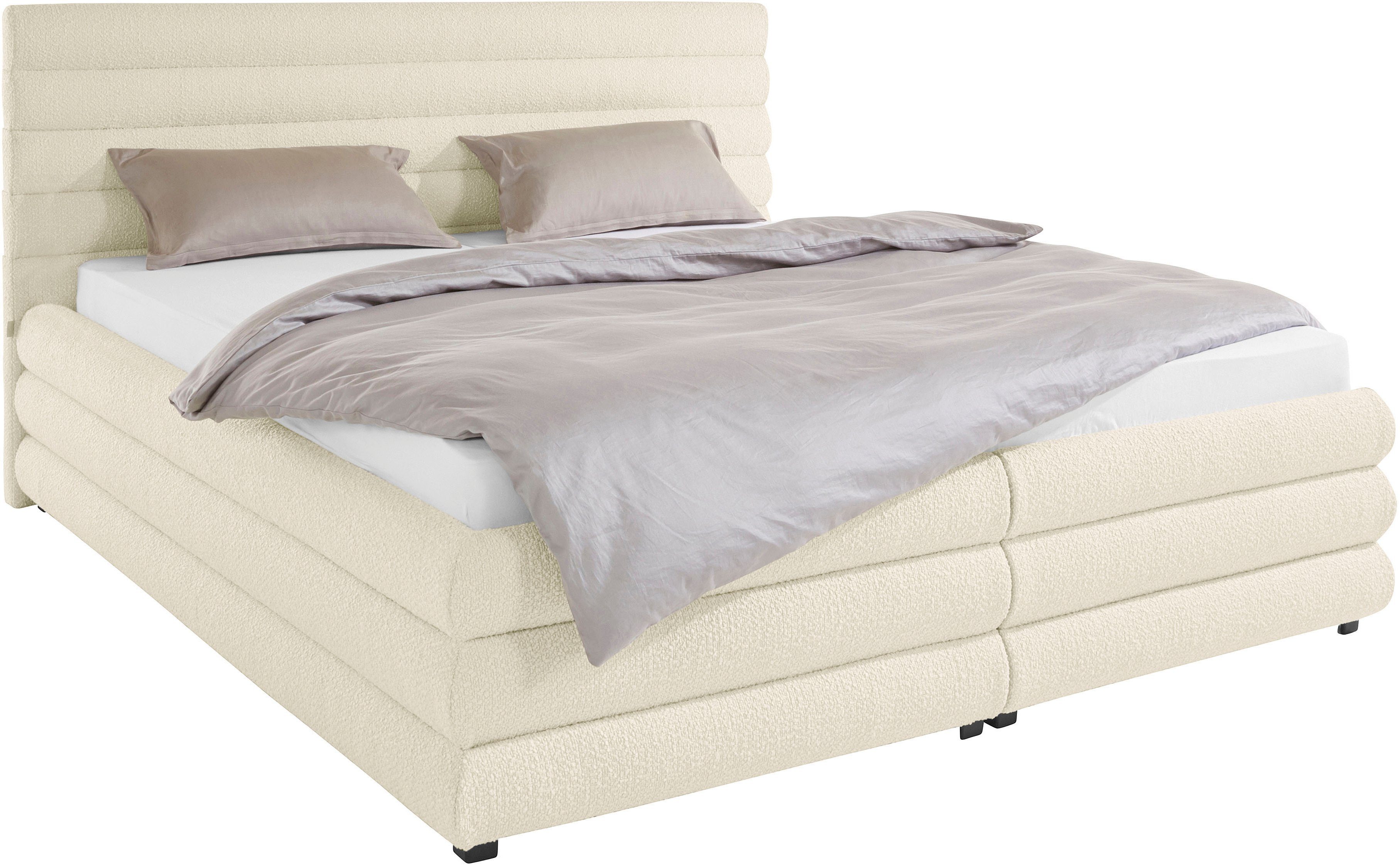 LeGer Home by Lena Gercke Gestoffeerd bed Maylis bouclé naar keuze met en zonder matras en lattenbodem, ook in 200 cm breedte