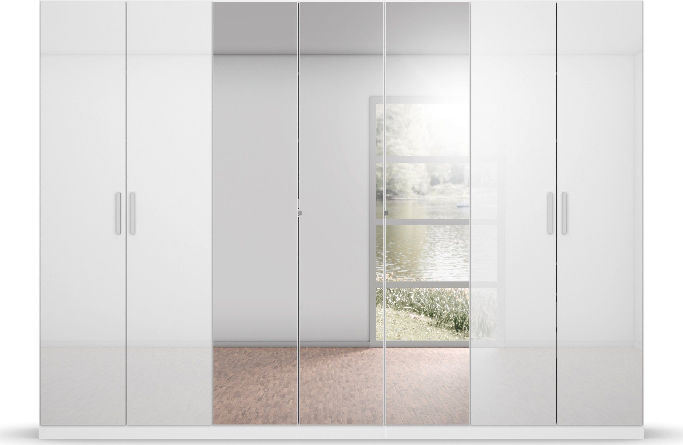 rauch Draaideurkast Koluna Hoogglansfront met spiegel, inclusief 2 lades en extra planken