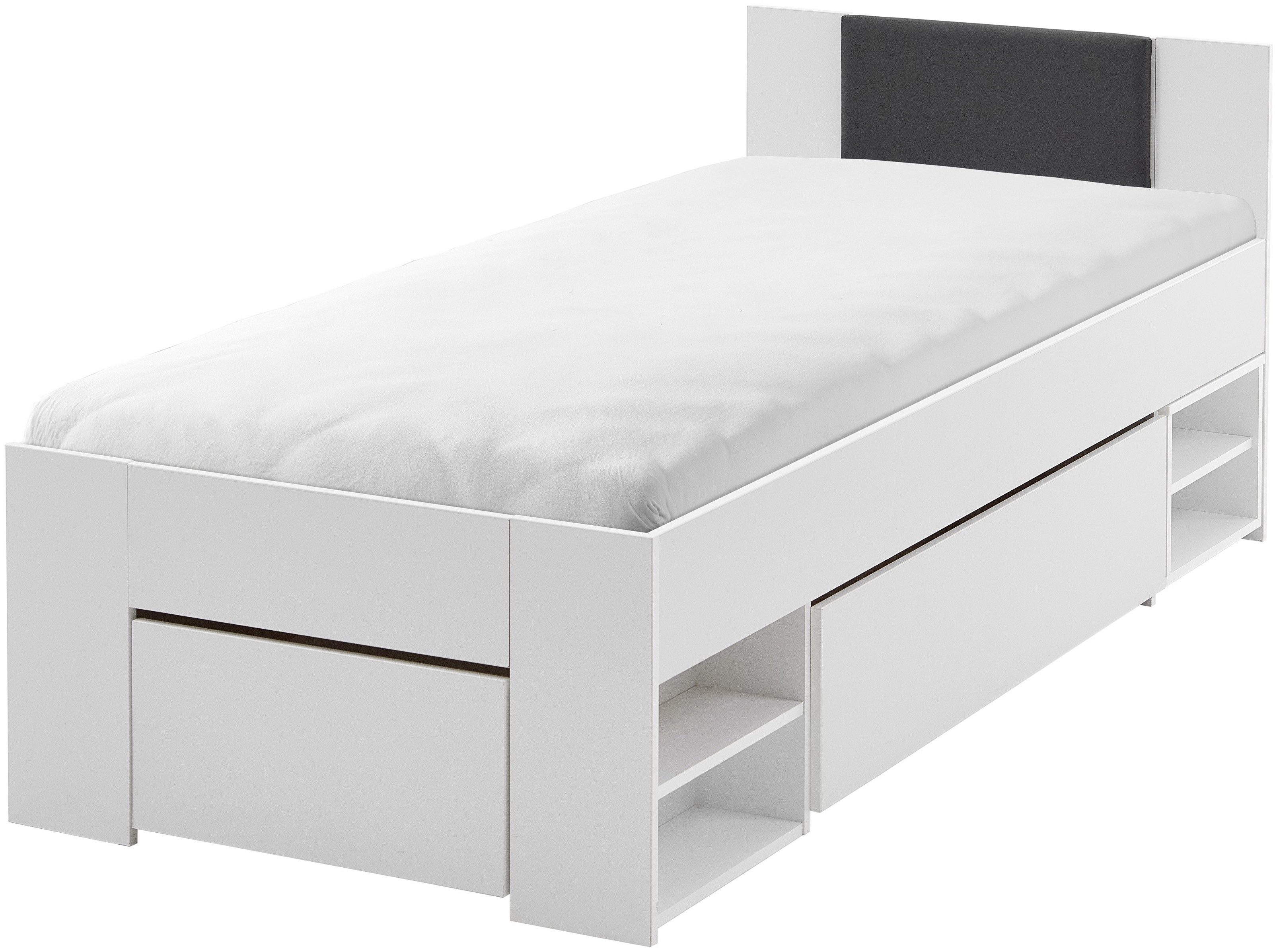 Relita Ledikant met bergruimte Stefan met grote lades en Nako op wielen, incl. latten met comfortabele lighoogte, verkrijgbaar in 2 breedtes en 2 kleuren