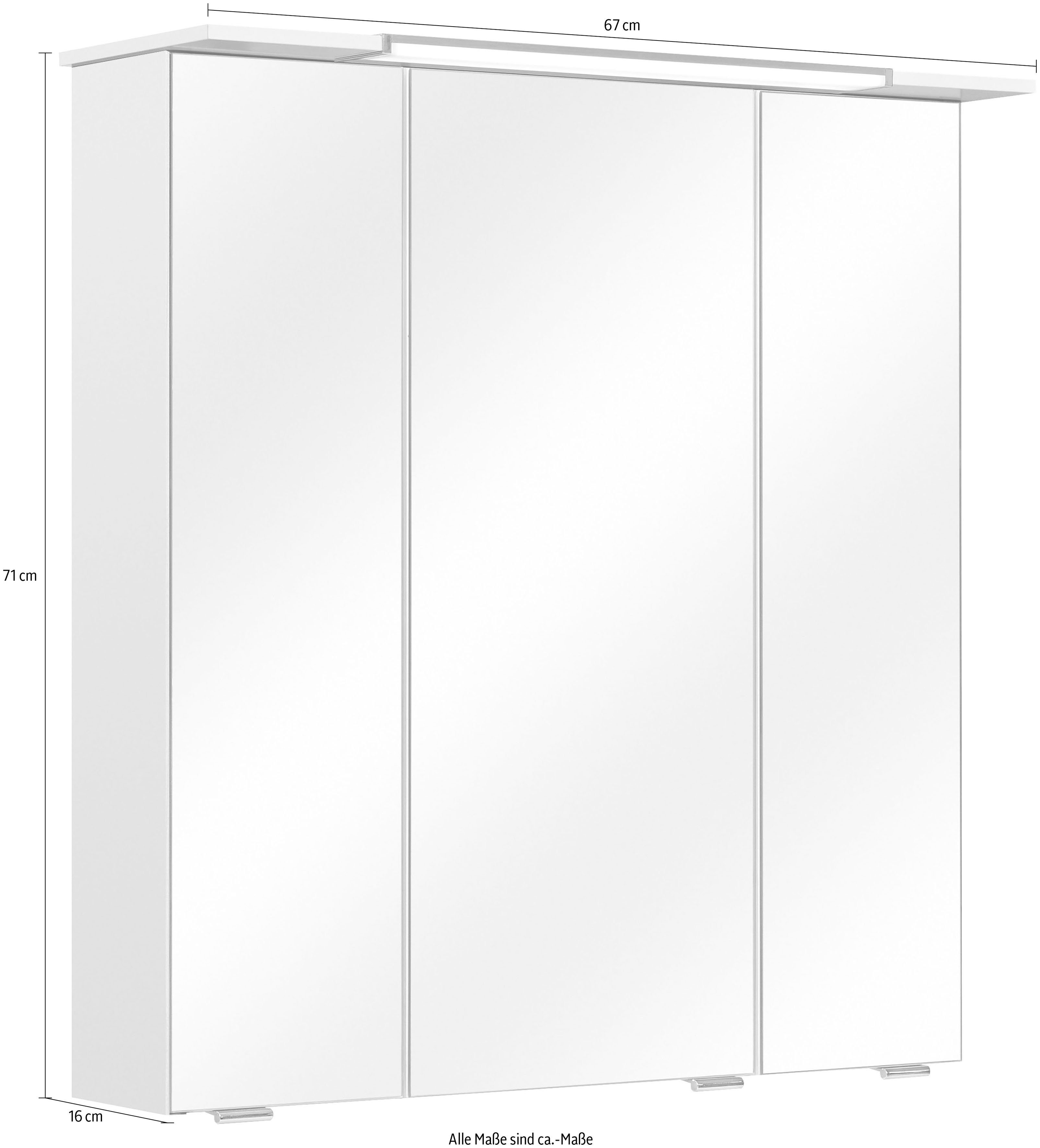 Saphir Spiegelkast Quickset 376 Badkamermeubel, 3 spiegeldeuren, 6 legplanken, 67 cm breed