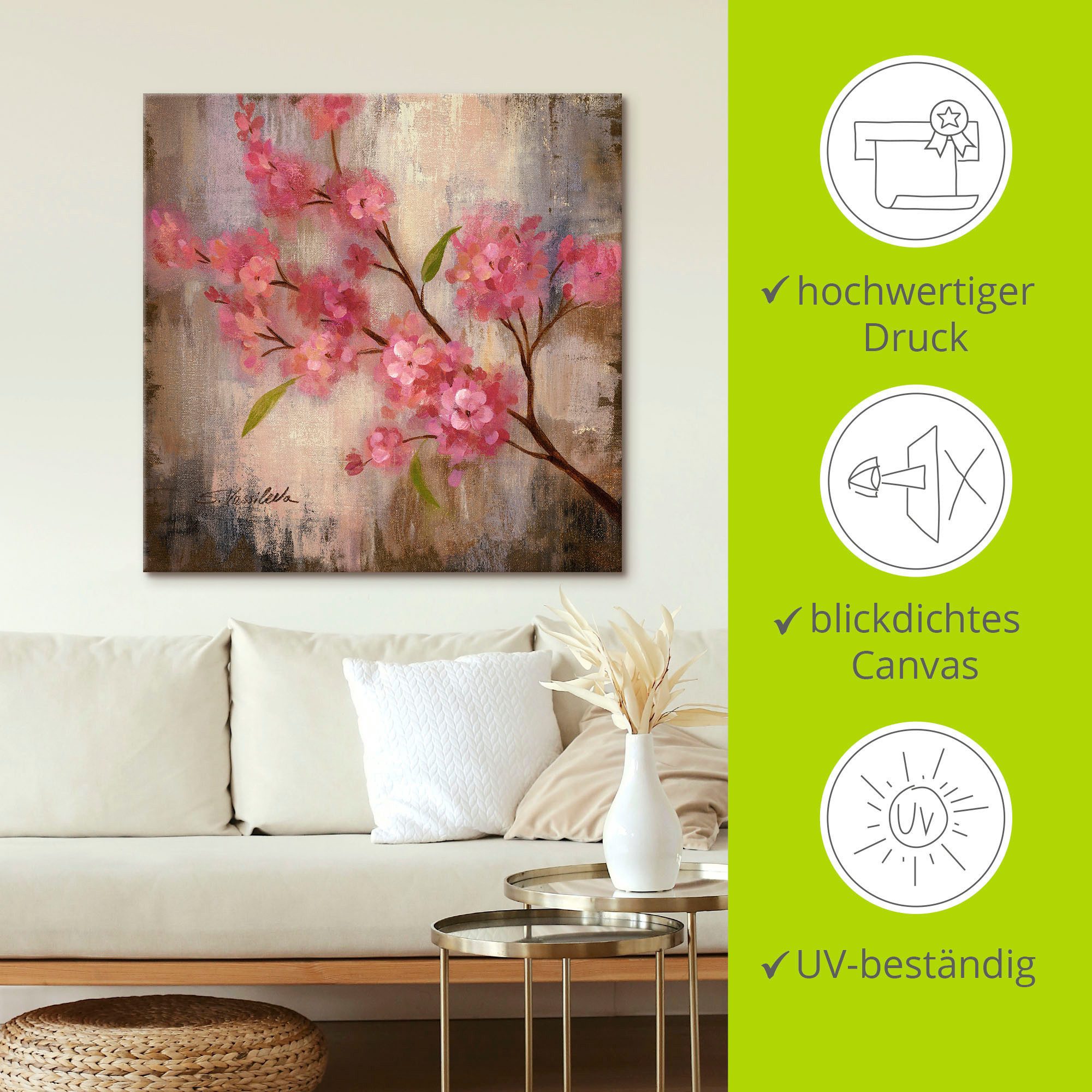 Artland Artprint Kersenbloesem II als artprint op linnen, poster in verschillende formaten maten