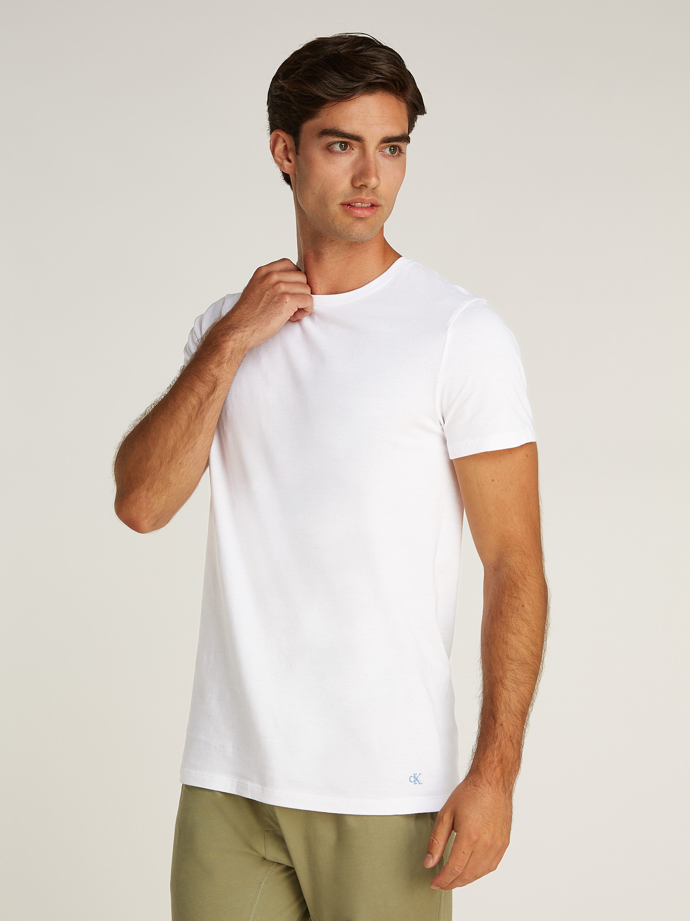Calvin Klein T-shirt S/S CREW NECK 3PK met geborduurd logo (3-delig, Set van 3)