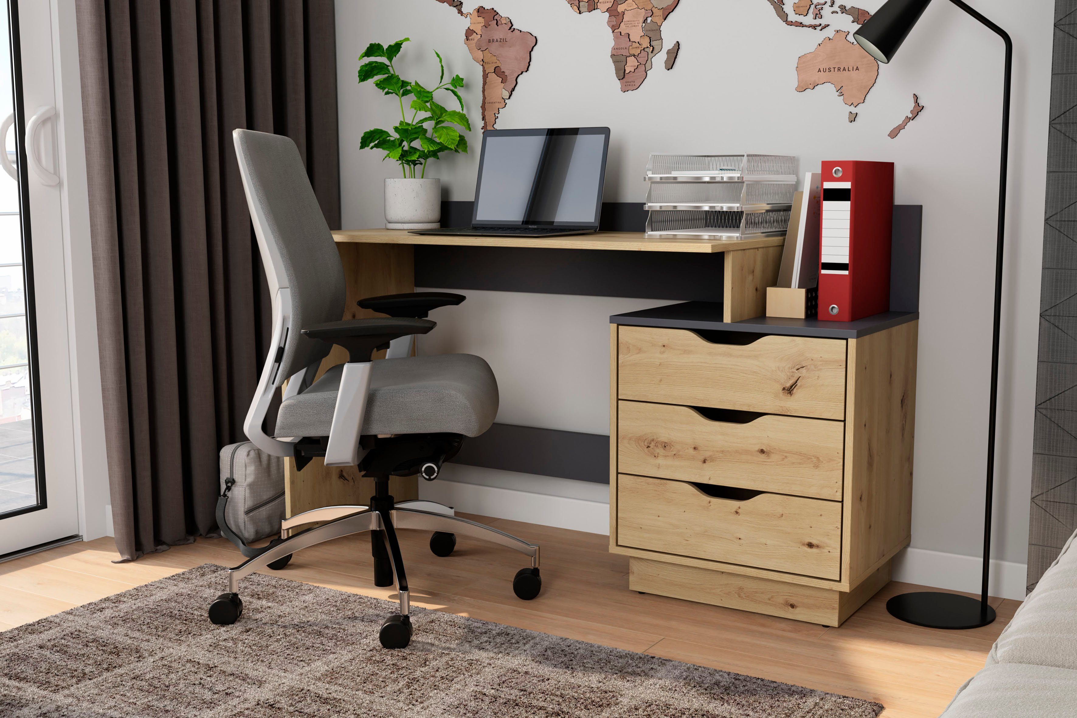 byLIVING Bureau Bern, modern pc-bureau met veel bergruimte, breedte 138 cm, rechts of links te monteren