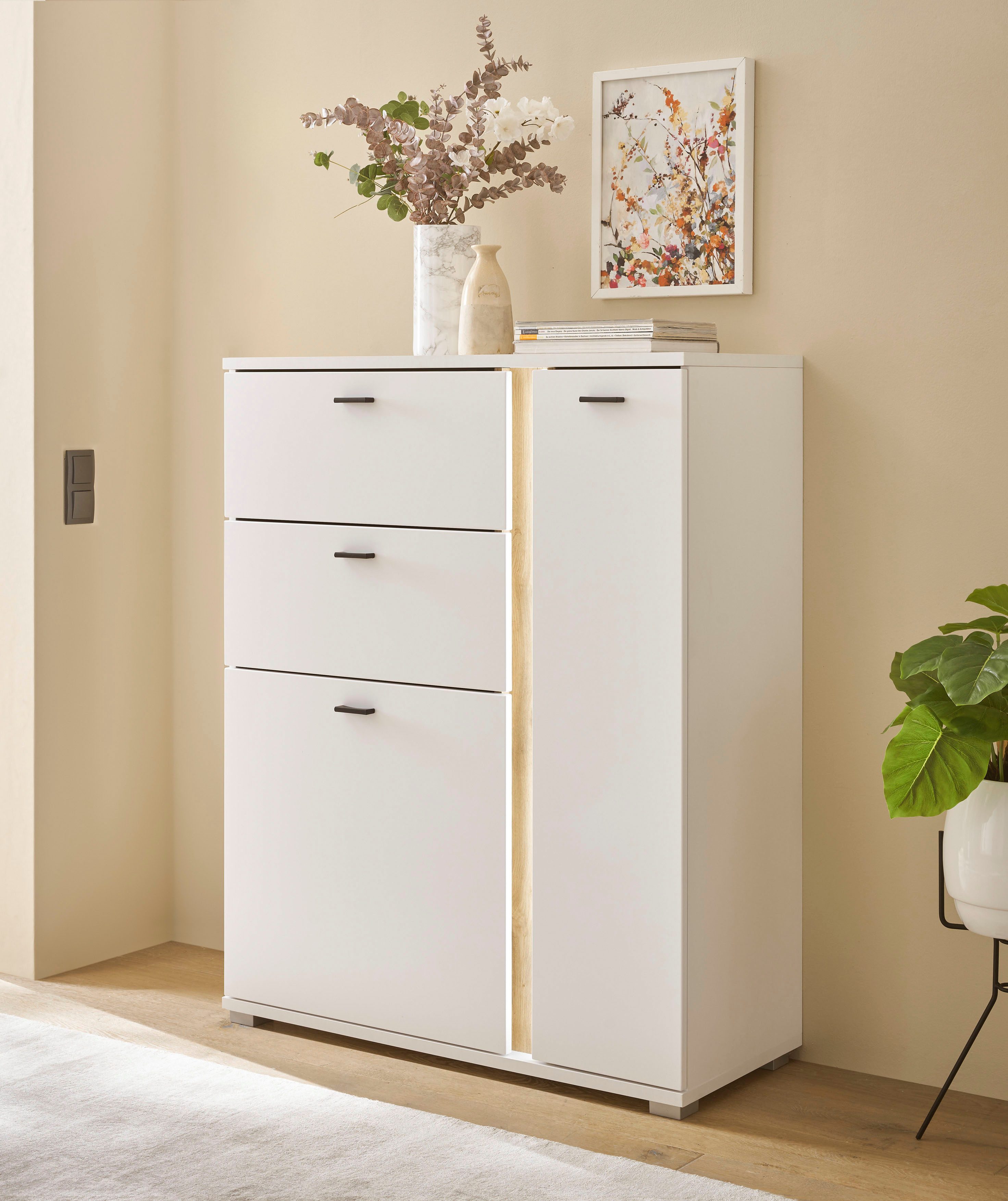 INOSIGN Highboard Long Island in moderne trendkleur, inclusief verticale verlichting, breedte 100 cm (1 stuk) highboards wit
