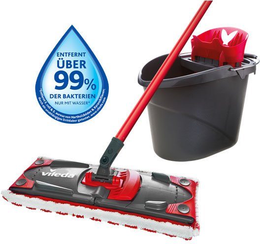 Vileda Vloerwisserset ULTRAMAX 2in1 (3-delige steel, microvezel hoes, ultramax emmer) (set, 3-delig)
