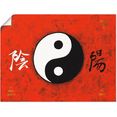 artland artprint yin  yang in vele afmetingen  productsoorten - artprint van aluminium - artprint voor buiten, artprint op linnen, poster, muursticker - wandfolie ook geschikt voor de badkamer (1 stuk) rood
