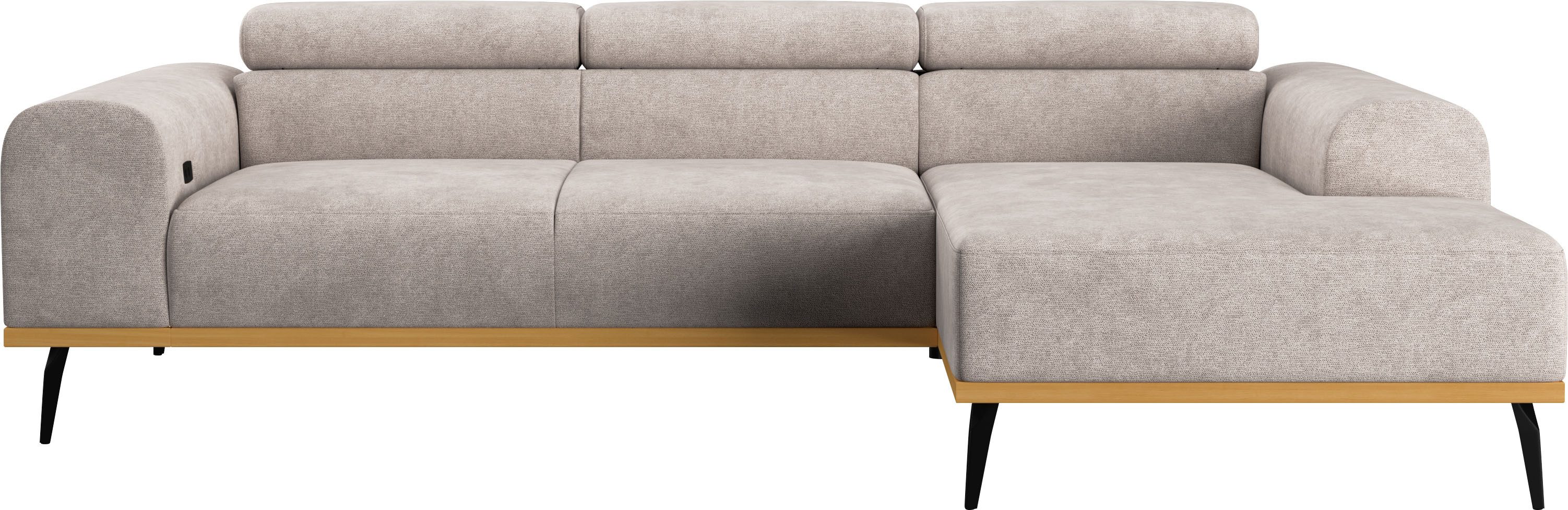 Places of Style Hoekbank Carlo L-vorm met hoofdeinde-verstelling & houten frame-look, optionele relaxfunctie