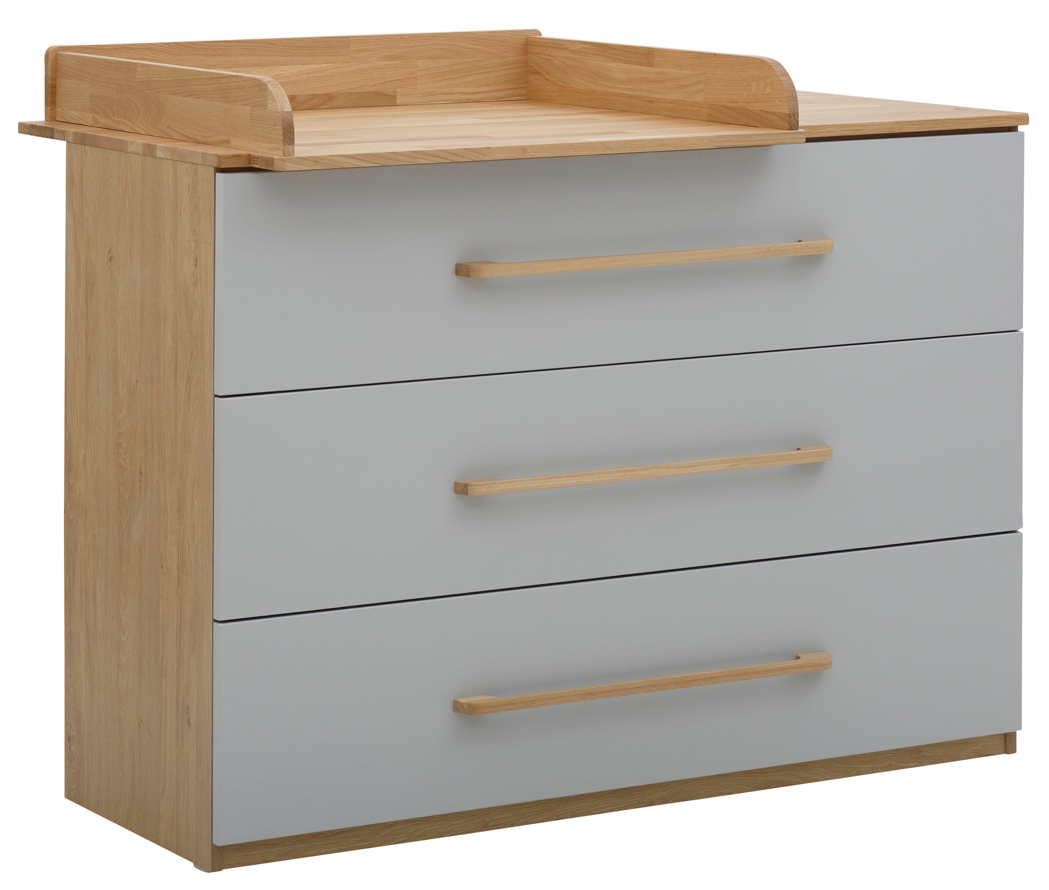 Lüttenhütt Baby commode Lauris, grijs/eik FSC®hout uit duurzaam