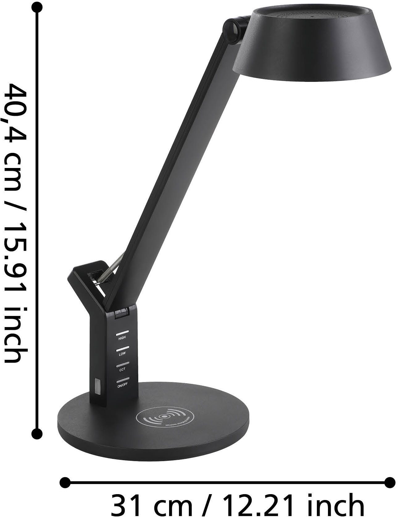 EGLO Tafellamp BANDERALO Bureaulamp - draadloze laadfunctie Tafellamp - 4,8W - warmwit - koudwit, inductielaadvlak, CCT (1 stuk)