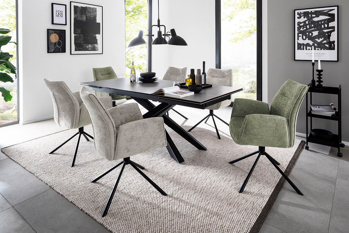 MCA furniture Eettafel TESERO uitschuifbare tafel 200-300 cm Keramiek, metaal, marmer-look, uittrekbaar, belastbaar tot 100 kg, 10-12 personen
