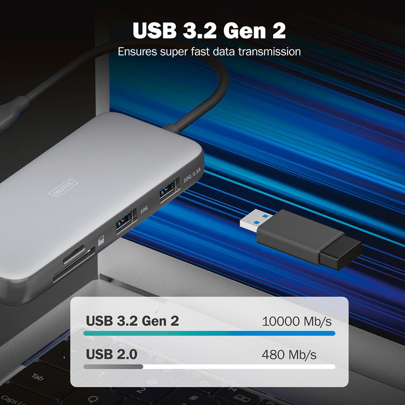 Digitus Laptop-dockingstation USB-C Docking Station, 7-Port, HDMI, USB, RJ45, SD