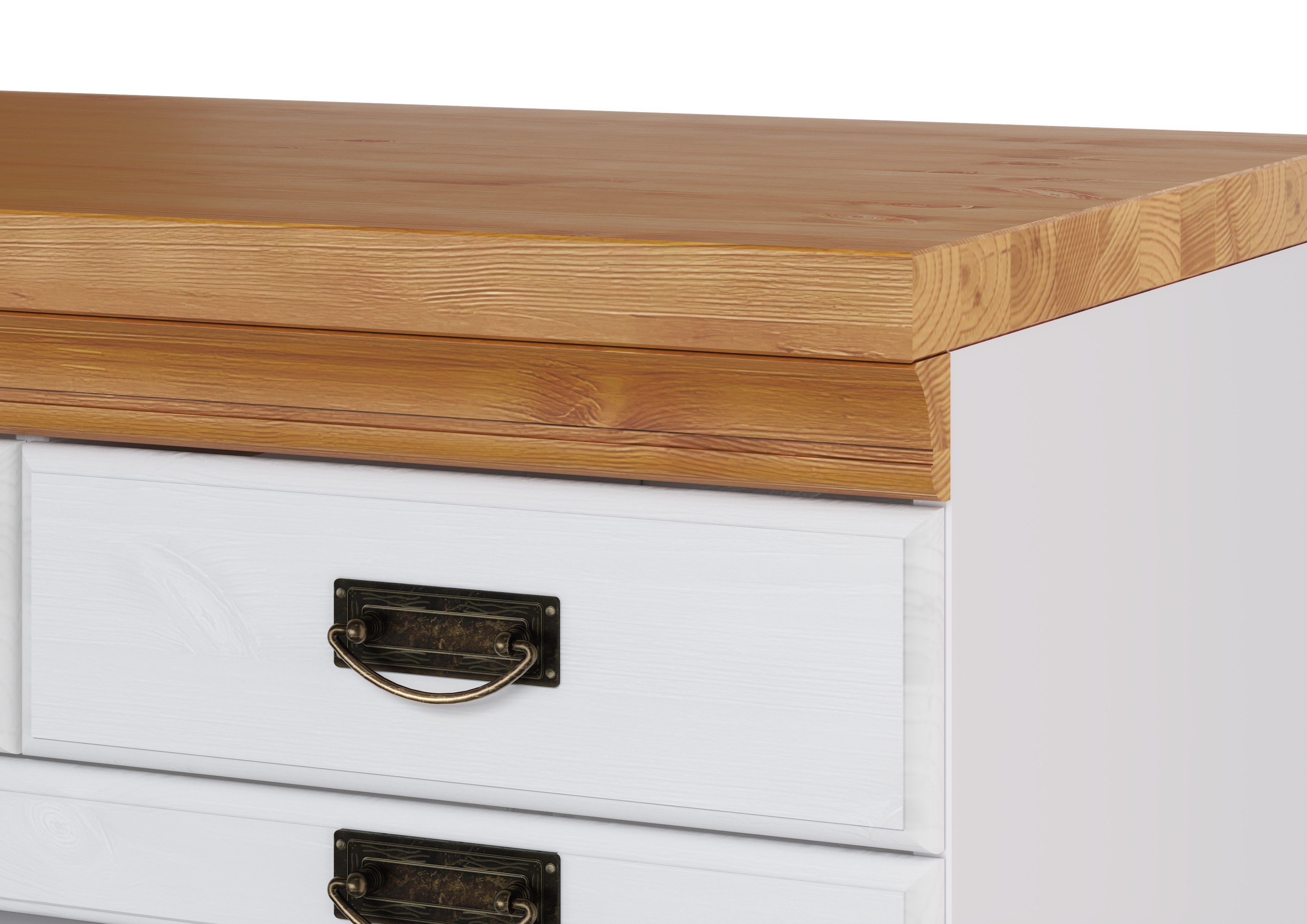 Home affaire Onderkast Rügen Breedte 80 cm, massief grenen, lades met glas-inzet