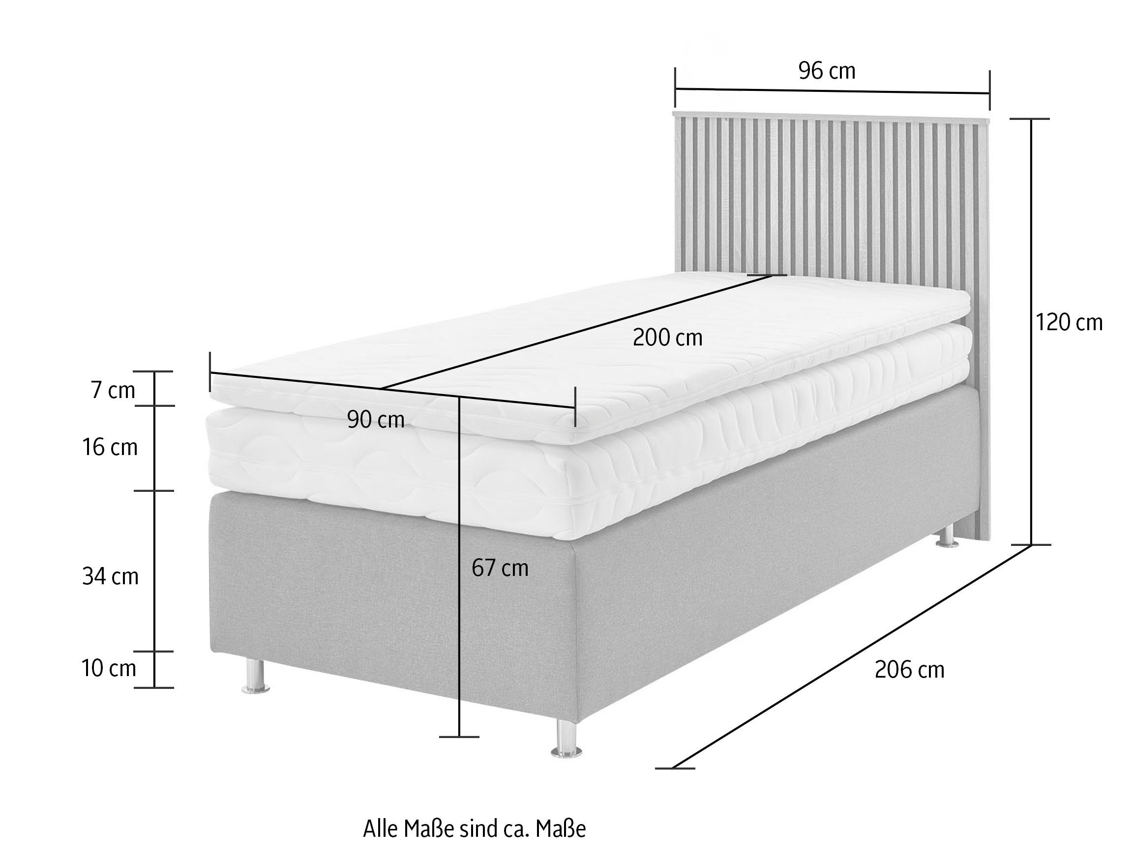 Westfalia Polsterbetten Boxspring Quercus naar keuze met ledverlichting, 3 matrassoorten ter keuze