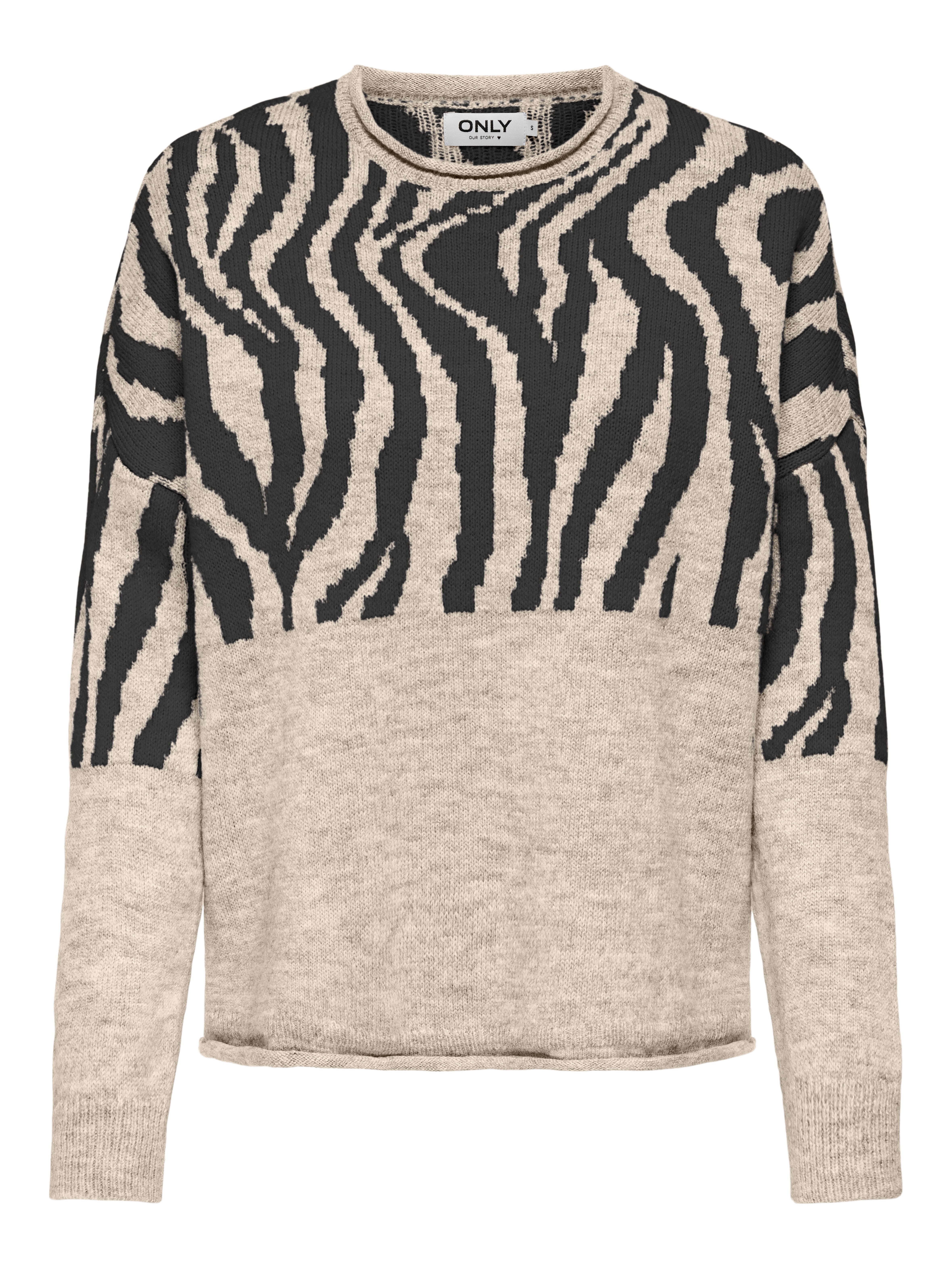 Only Trui met ronde hals ONLJADE ZEBRA LS O-NECK CC KNT