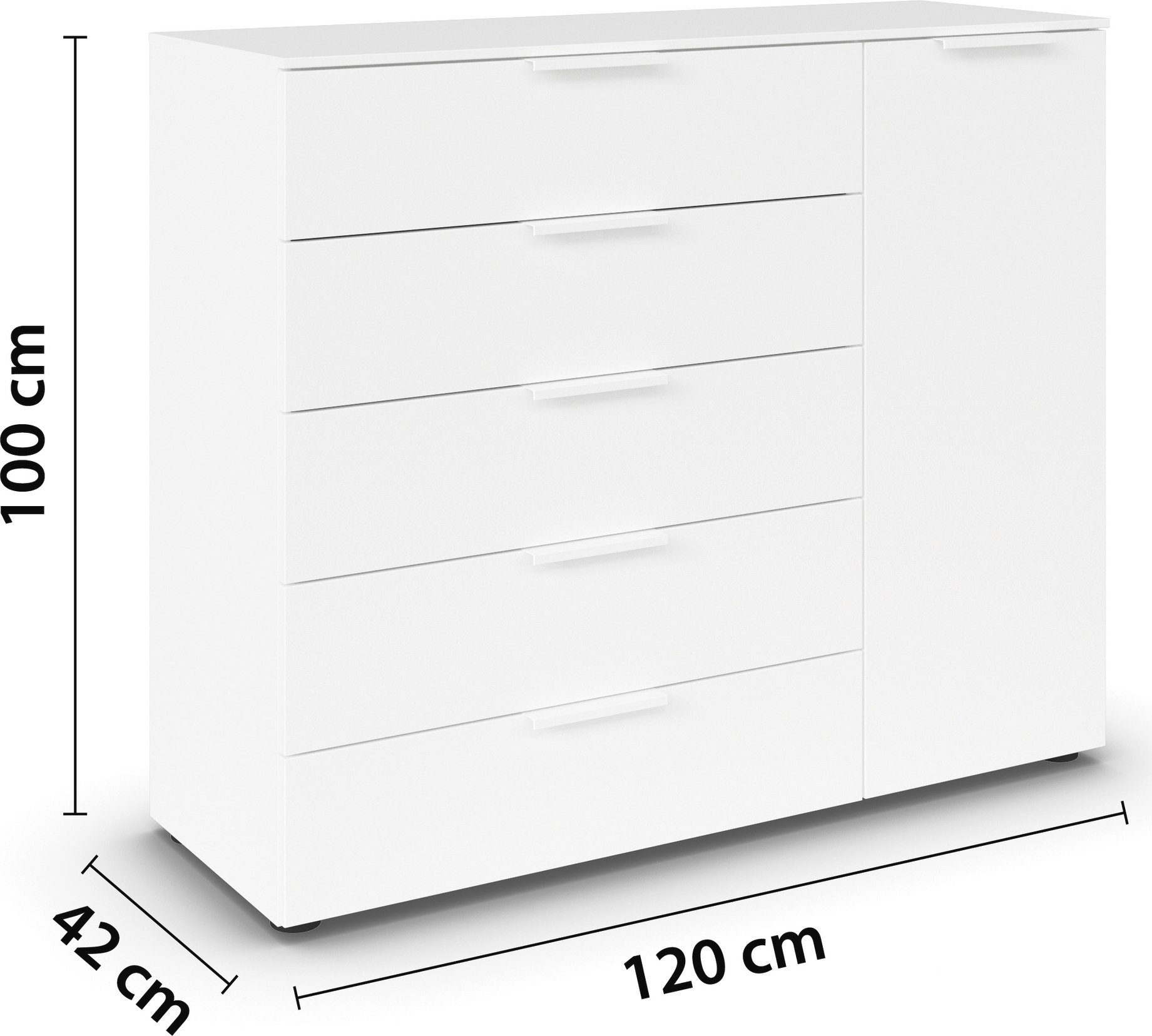 rauch Ladekast Flipp kast sideboard waskast 1 deurs met 5 laden en soft-close functie