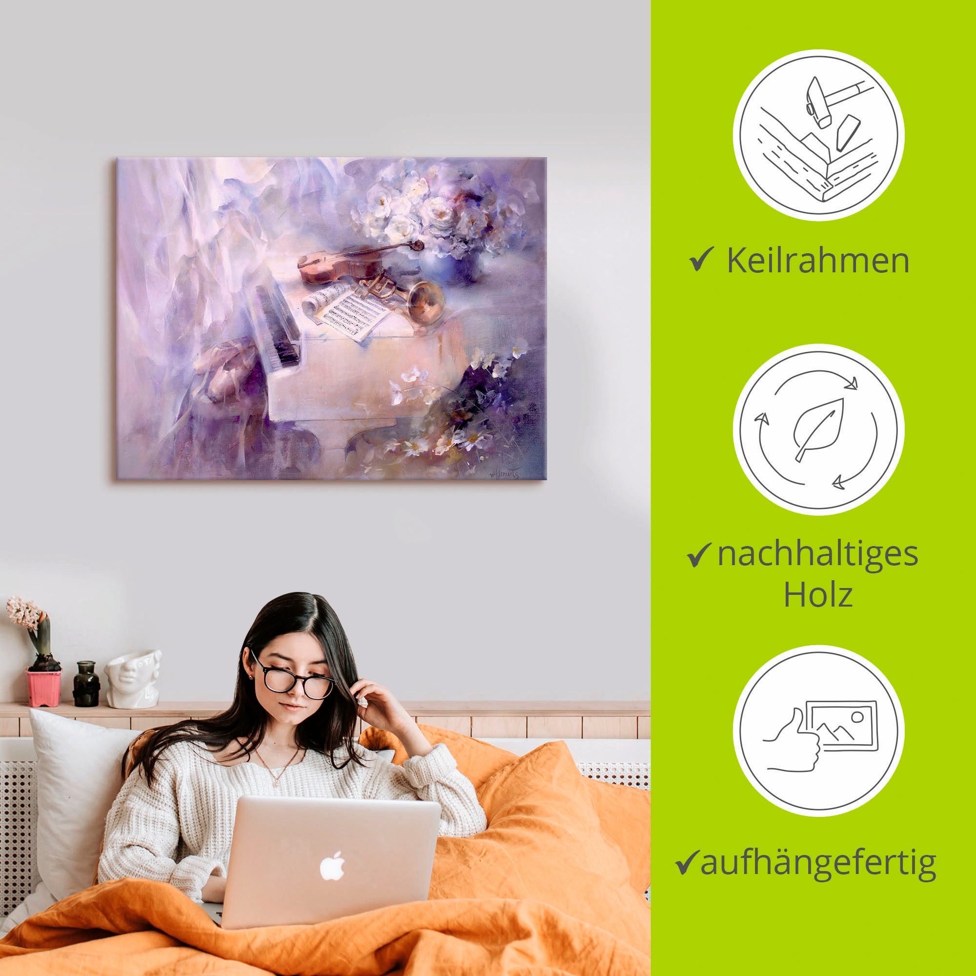 Artland Artprint Als een lied als artprint op linnen, poster in verschillende formaten maten