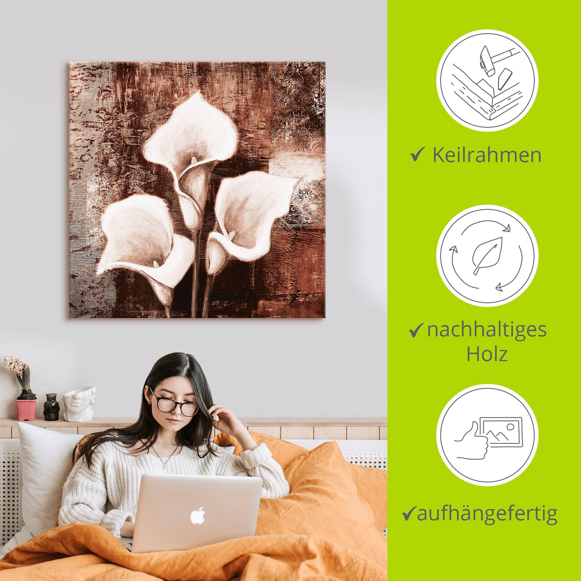 Artland Artprint Antieke Callas - bruin als artprint op linnen, poster in verschillende formaten maten