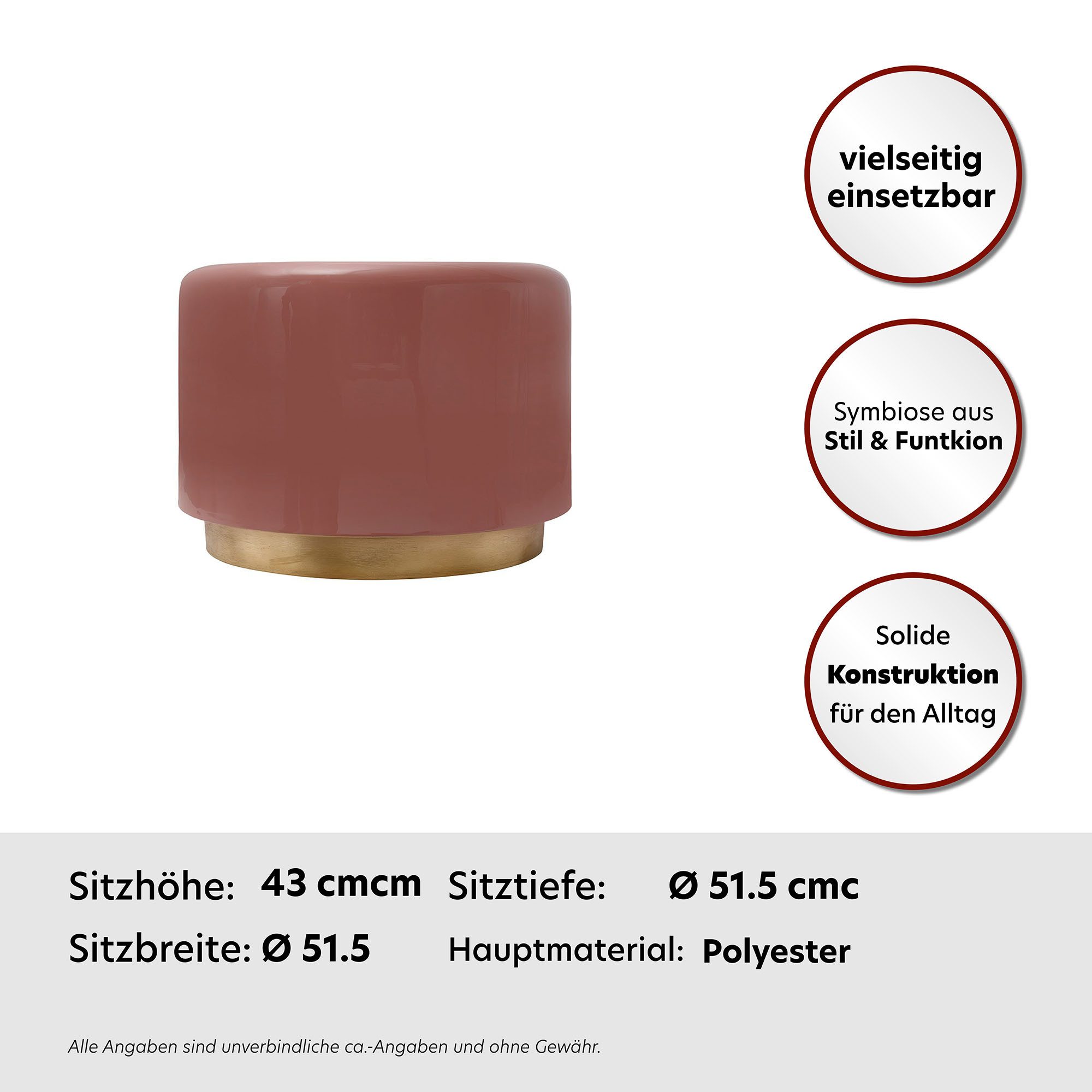 Kayoom Zithocker Kruk Artisse, elegante uitstraling door goudkleurige sokkel (1 stuk)