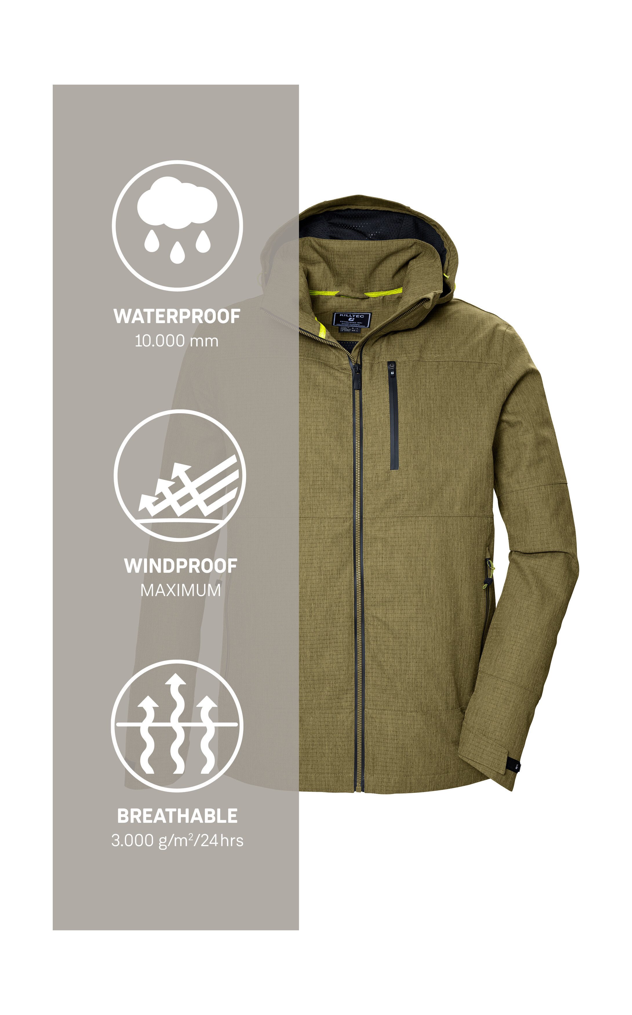 Killtec Outdoorjack KOS 74 MN JCKT wind- en waterdicht, ademend, pfas-vrij geïmpregneerd