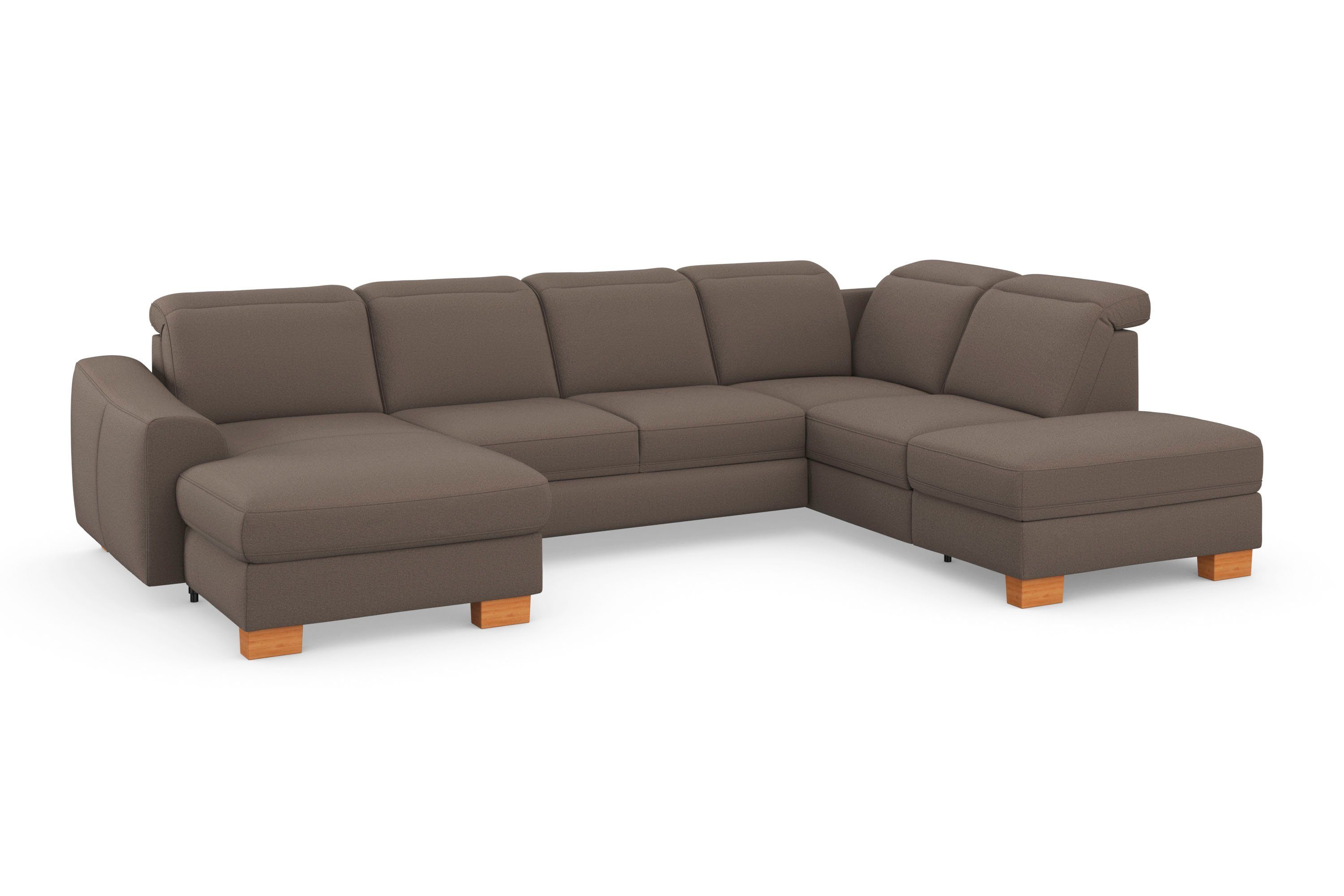 sit&more Zithoek Dundee U-vorm met binnenvering en massief houten poten, naar keuze met verstelbare hoofdsteun