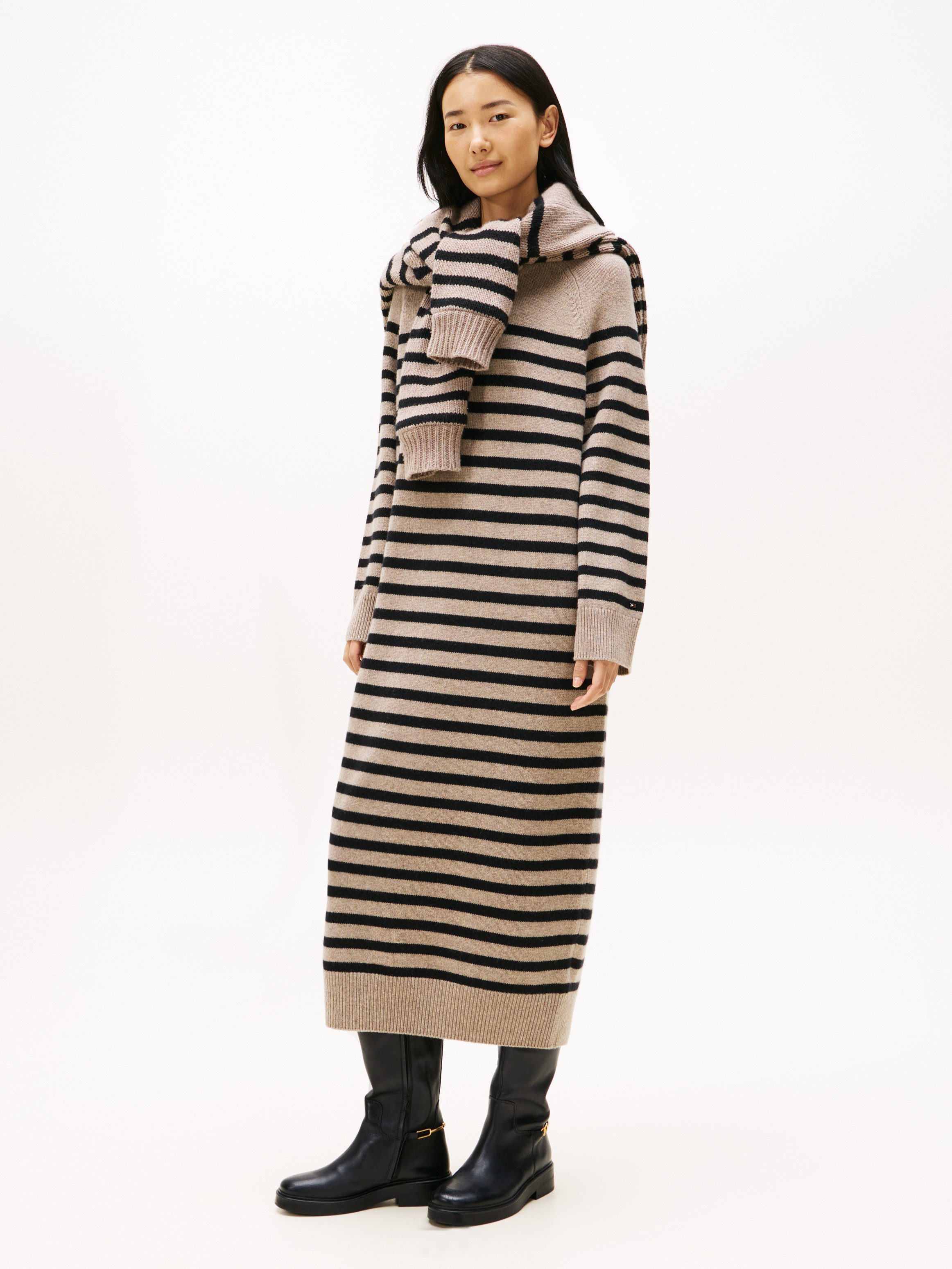 Tommy Hilfiger Laarzen TH HORSEBIT RIDING LONG BOOT , blokhak, lange laarzen, goudkleurige sierketting op de hiel