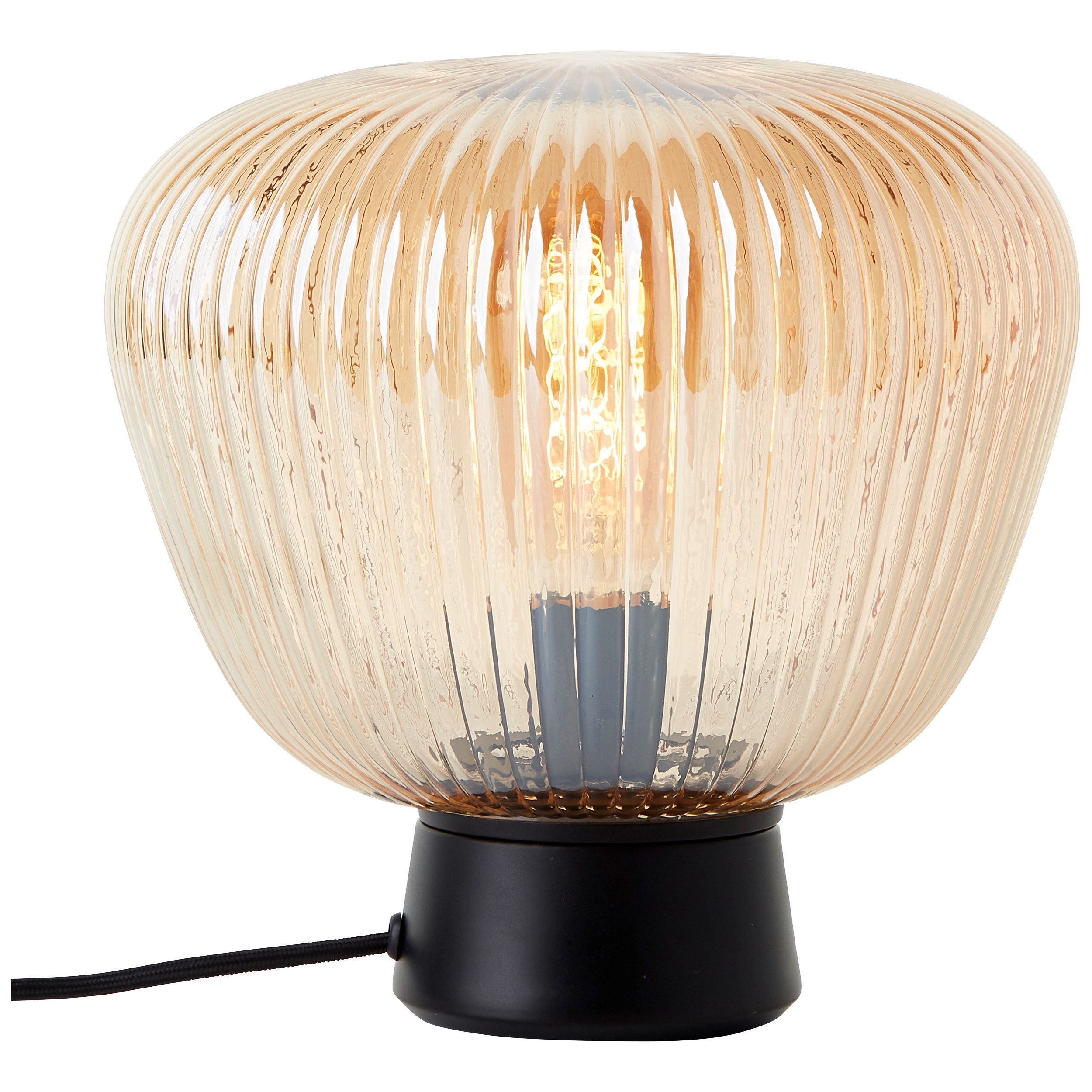 Brilliant Leuchten Tafellamp Kaizen Gegolfd glas, 25 x 25 cm, E27, amber-barnsteenkleuren