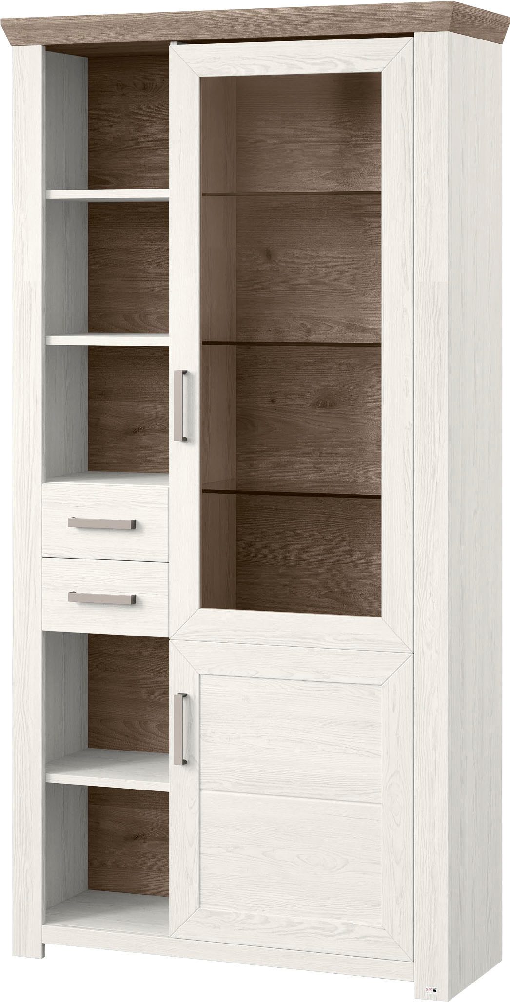 set one by Musterring Staande vitrinekast York Type 05 en 06, met Glazendeur, verlichting optioneel, hoogte 207 cm