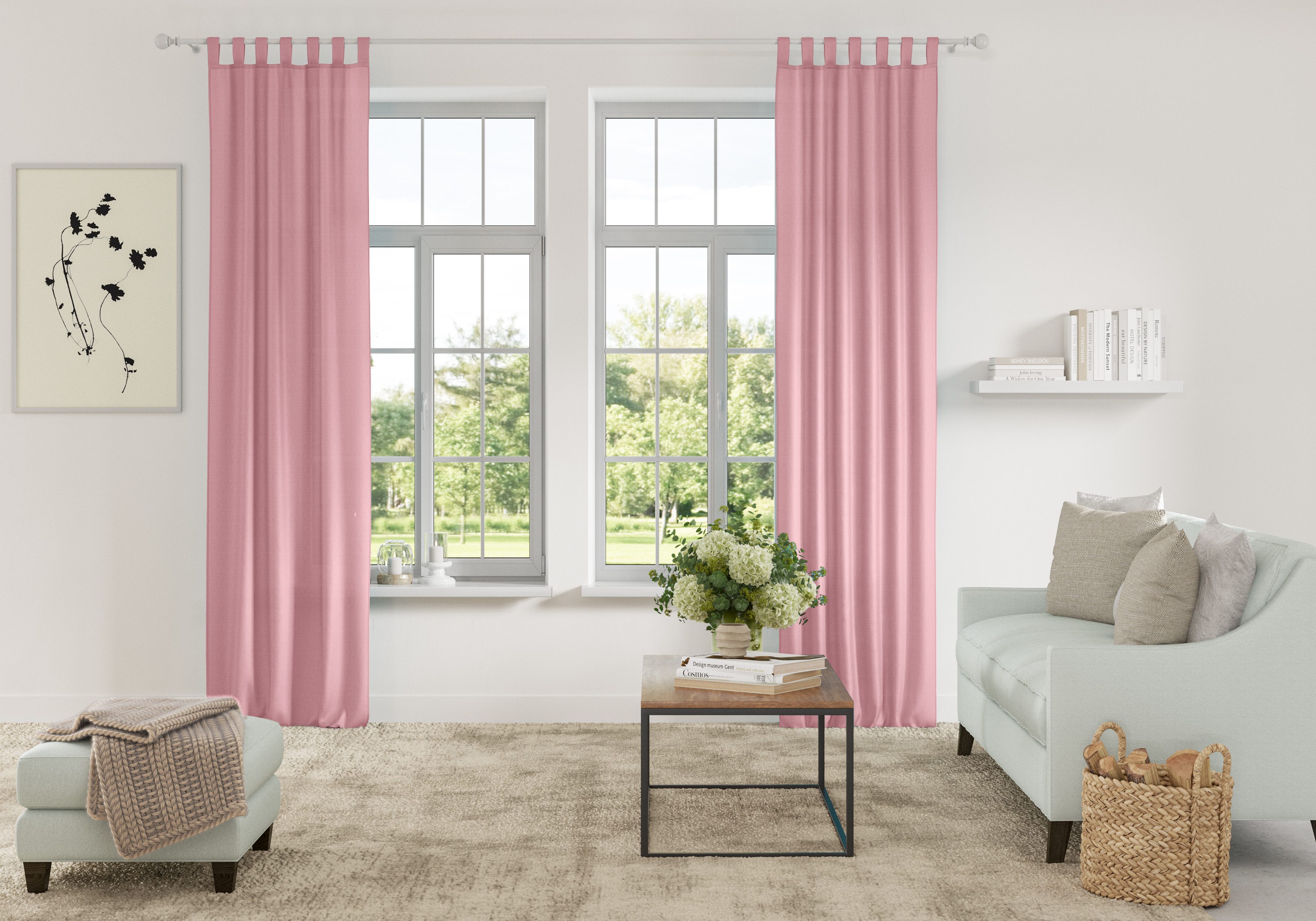 Home affaire Gordijn Parry set van 2, ondoorzichtig, monochroom, basic (2 stuks)
