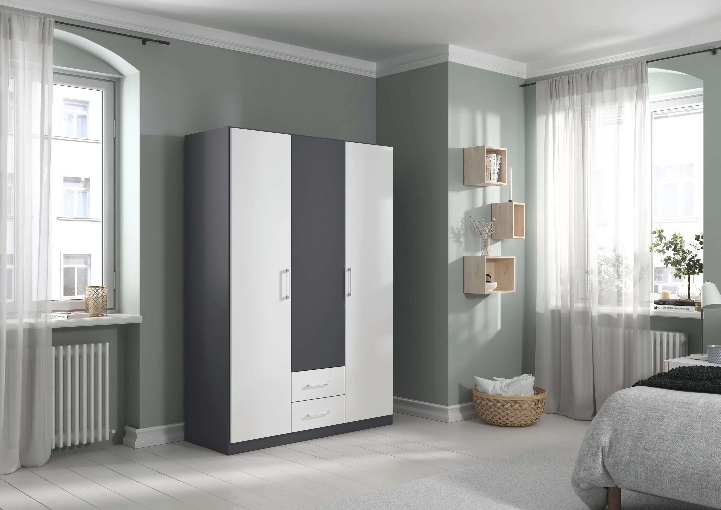 rauch Draaideurkast Kledingkast garderobe KREFELD optioneel met spiegel met 3 greepvarianten, incl. praktische lades made in germany