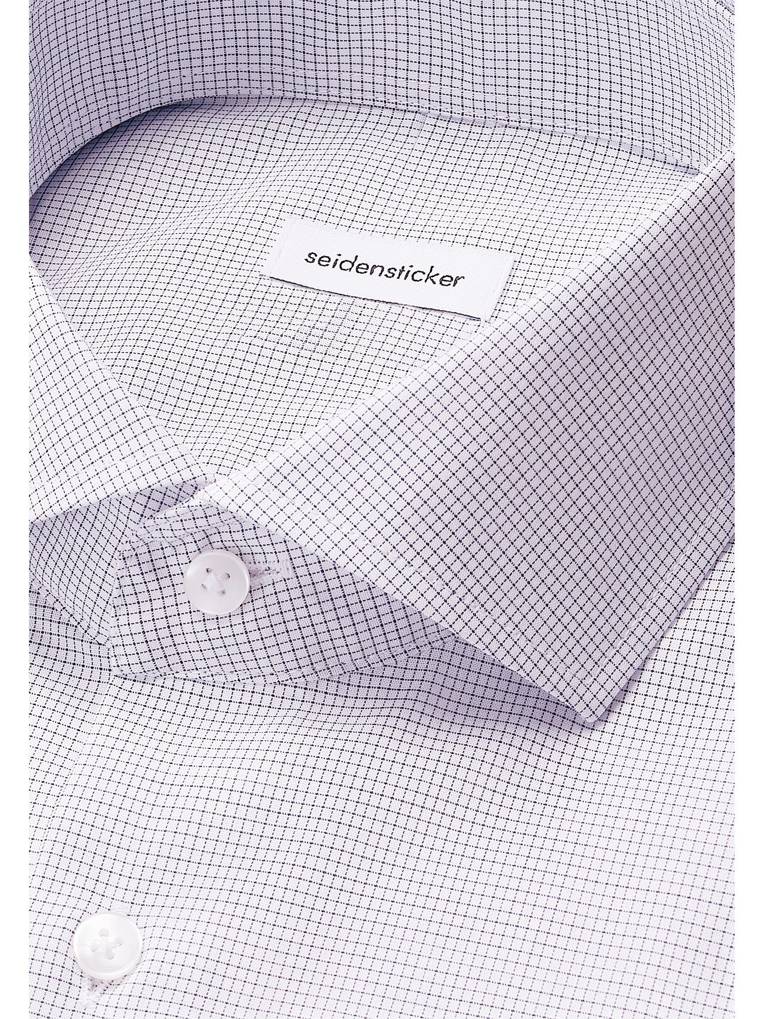seidensticker Businessoverhemd Zwarte roos Regular 1/1 Kentkraag ruit