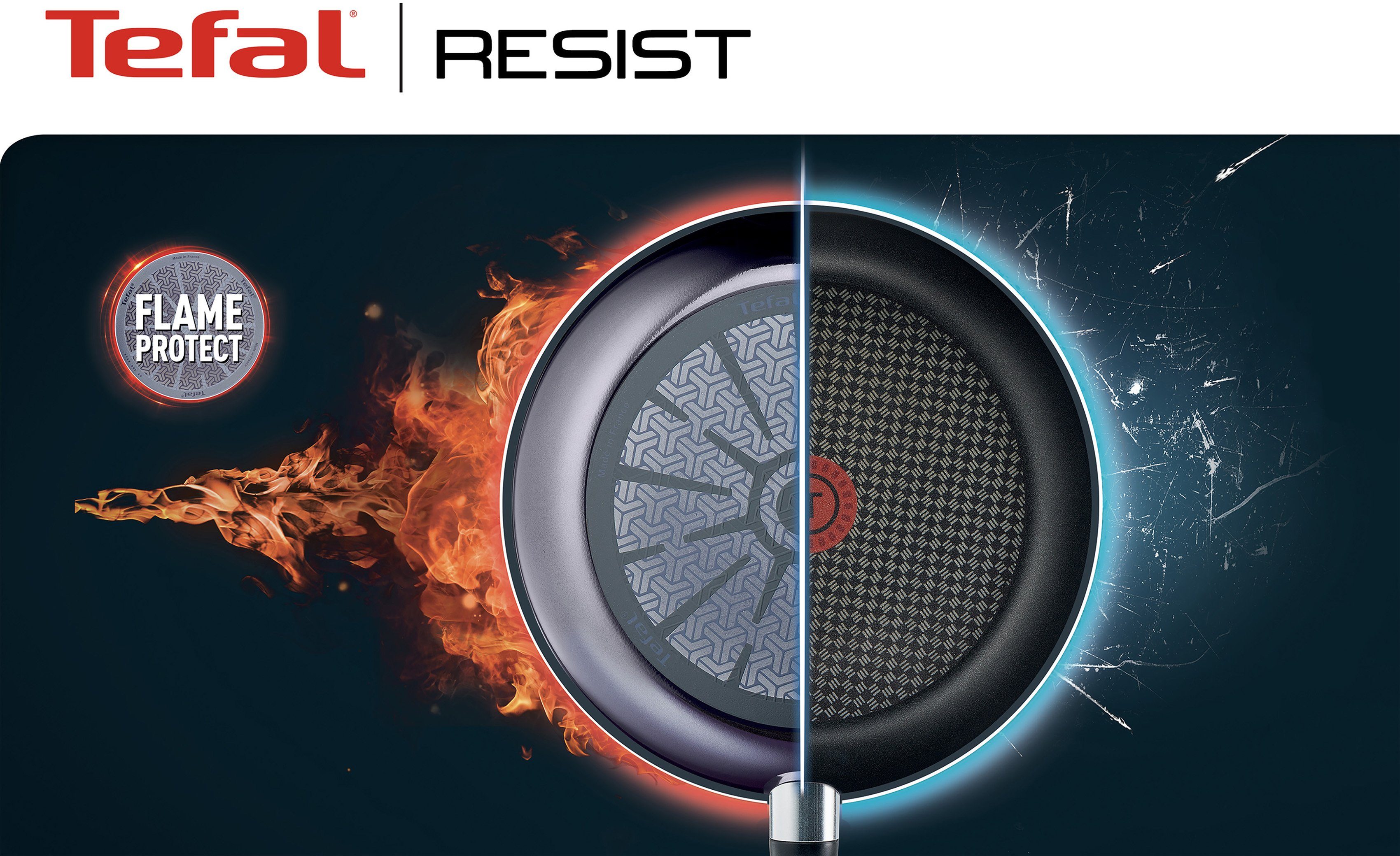 Tefal Koekenpan Resist, veilige titanium anti-aanbaklaag Thermo-signaal bij ideale baktemperatuur, niet inductiegeschikt