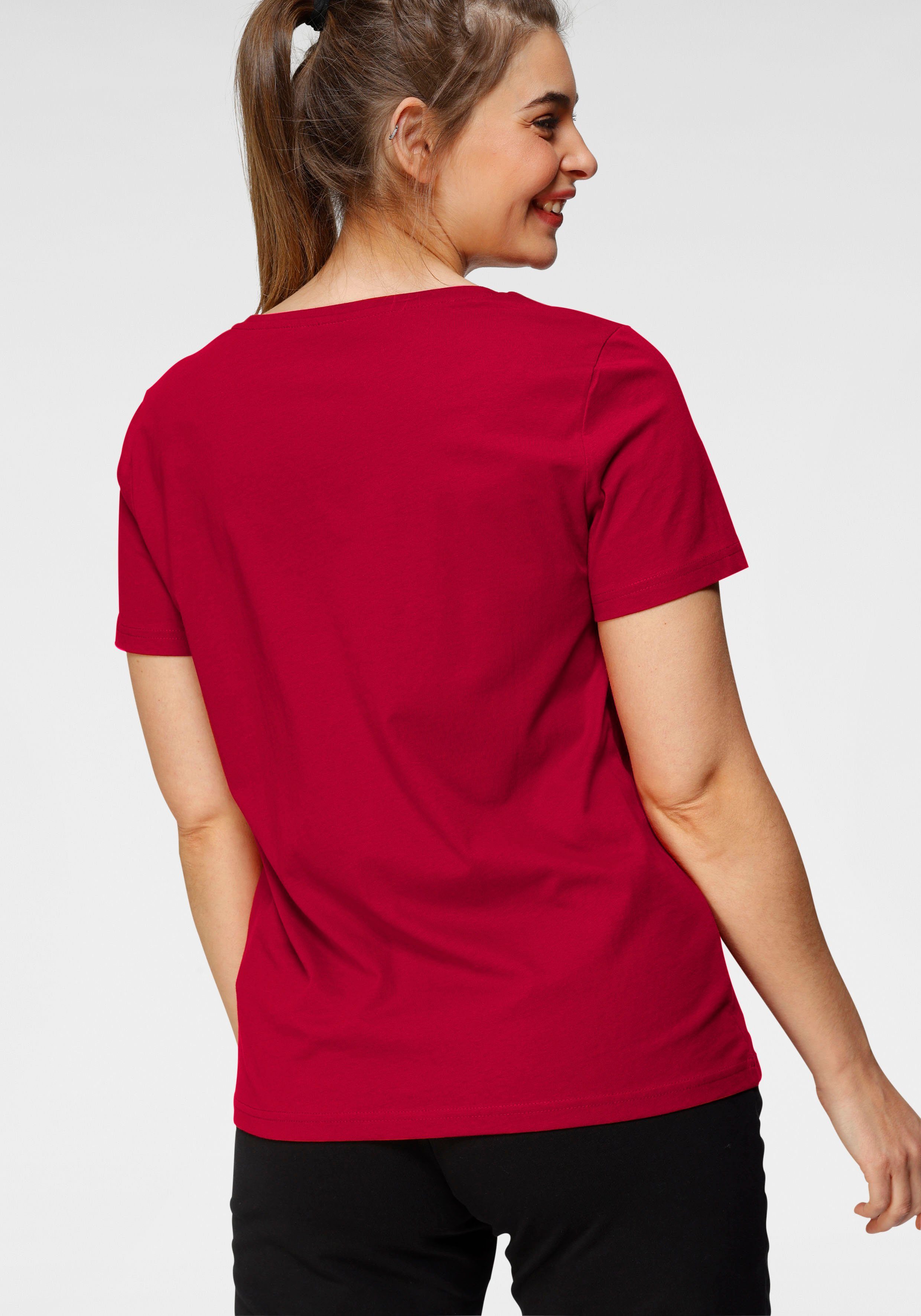 H.I.S T-shirt Essential basics figuurvolgende snit, van katoen (Set van 3)