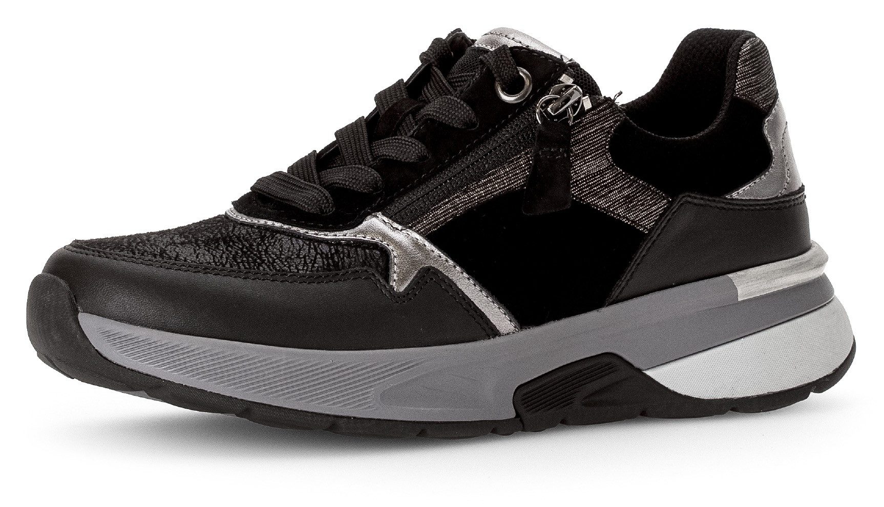 Gabor Rollingsoft Sneakers met sleehak , sleehak, vrijetijdsschoen, lage schoen, veterschoen, contrastafwerkingen