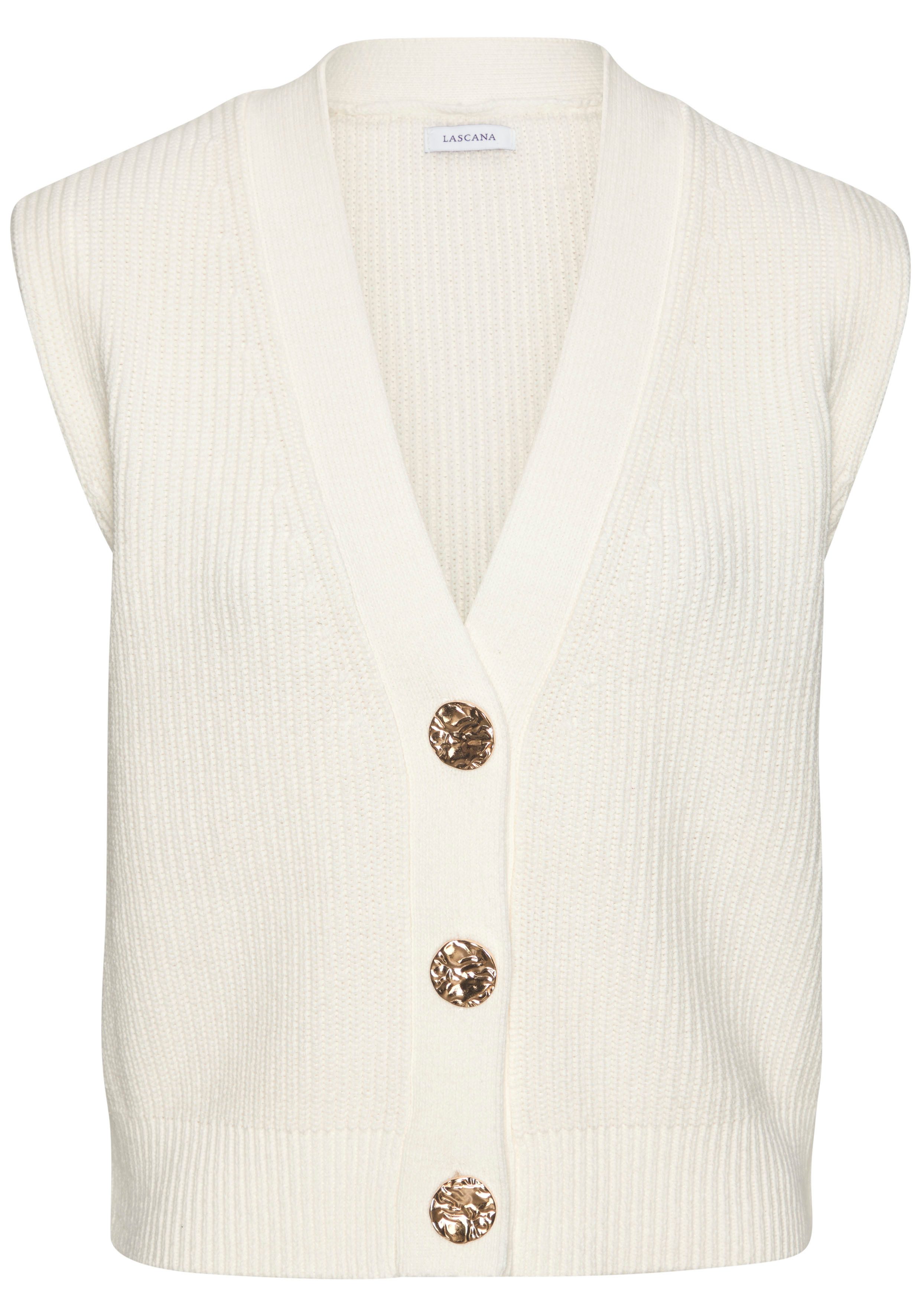Lascana Mouwloos vest met goudkleurige knopen, pullunder, modieus