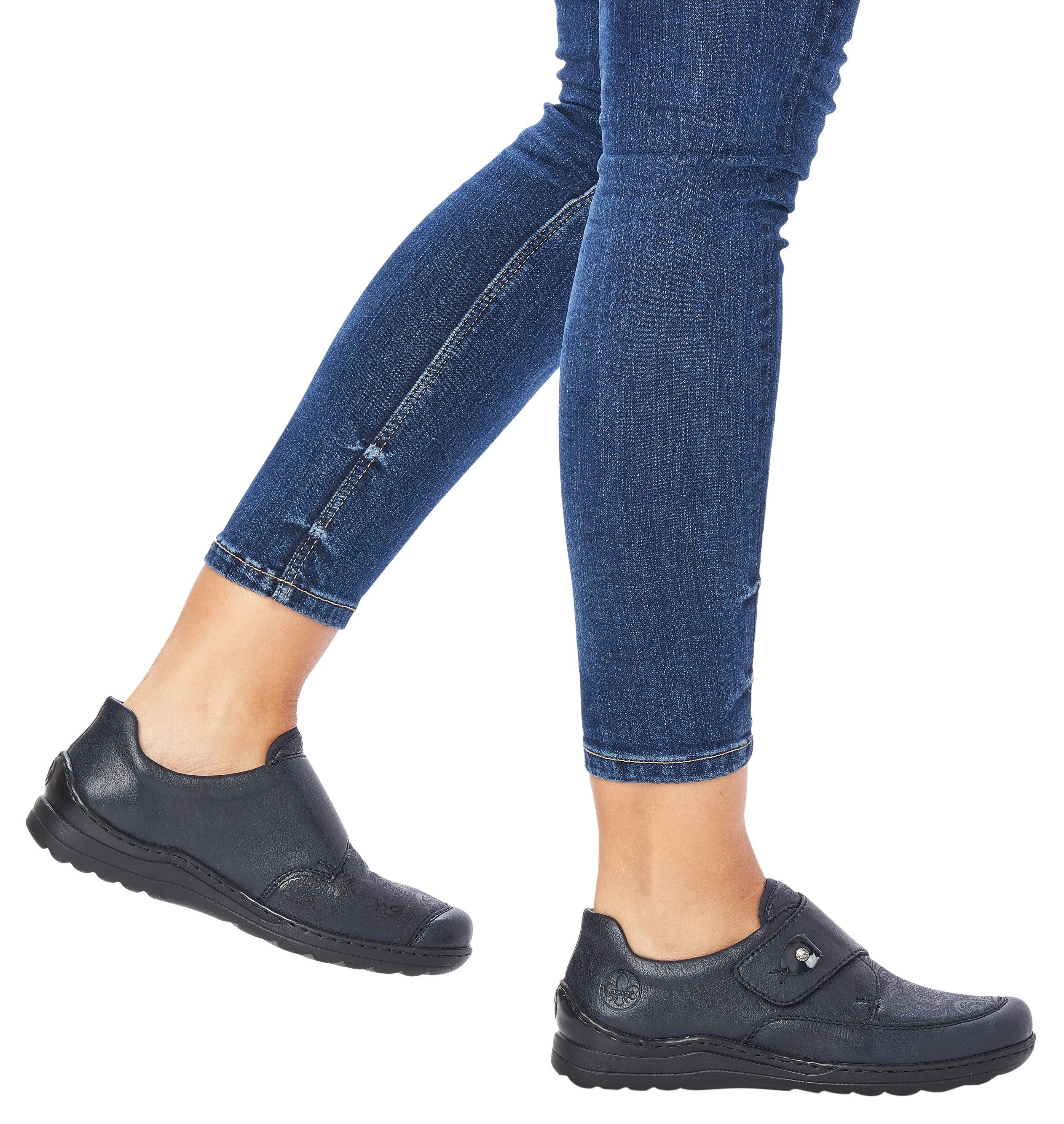 Rieker Klittenbandschoenen met subtiel paisley-patroon