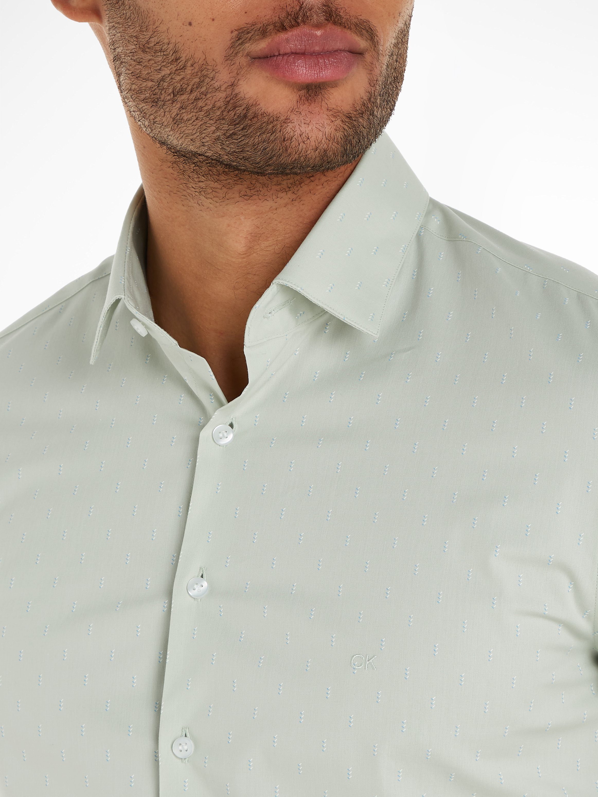 Calvin Klein Overhemd met korte mouwen POPLIN LEAF PRINT SLIM SHIRT