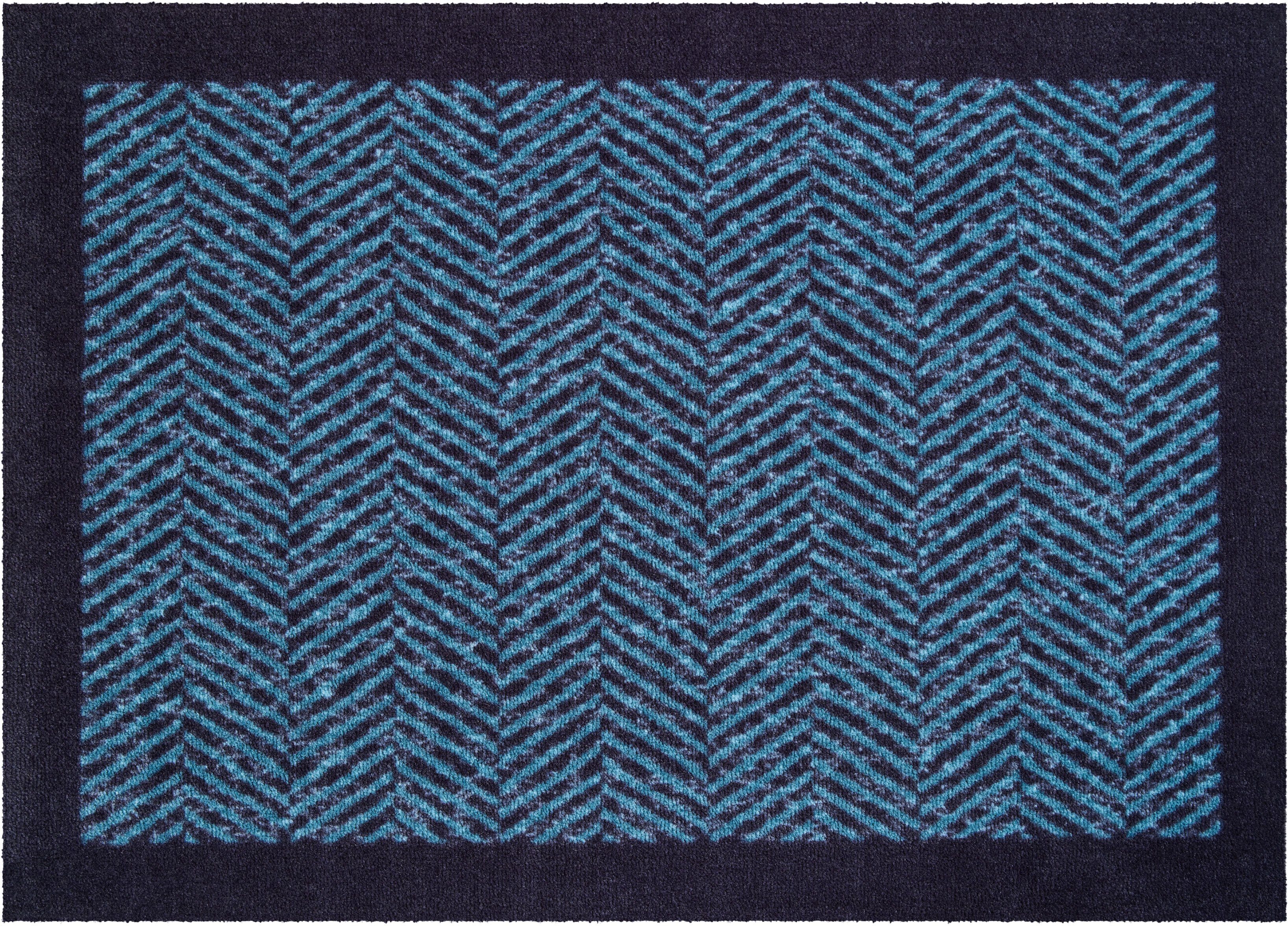 Grund Mat Herringbone Inloopmat met randdessin, geschikt voor binnen en buiten, wasbaar