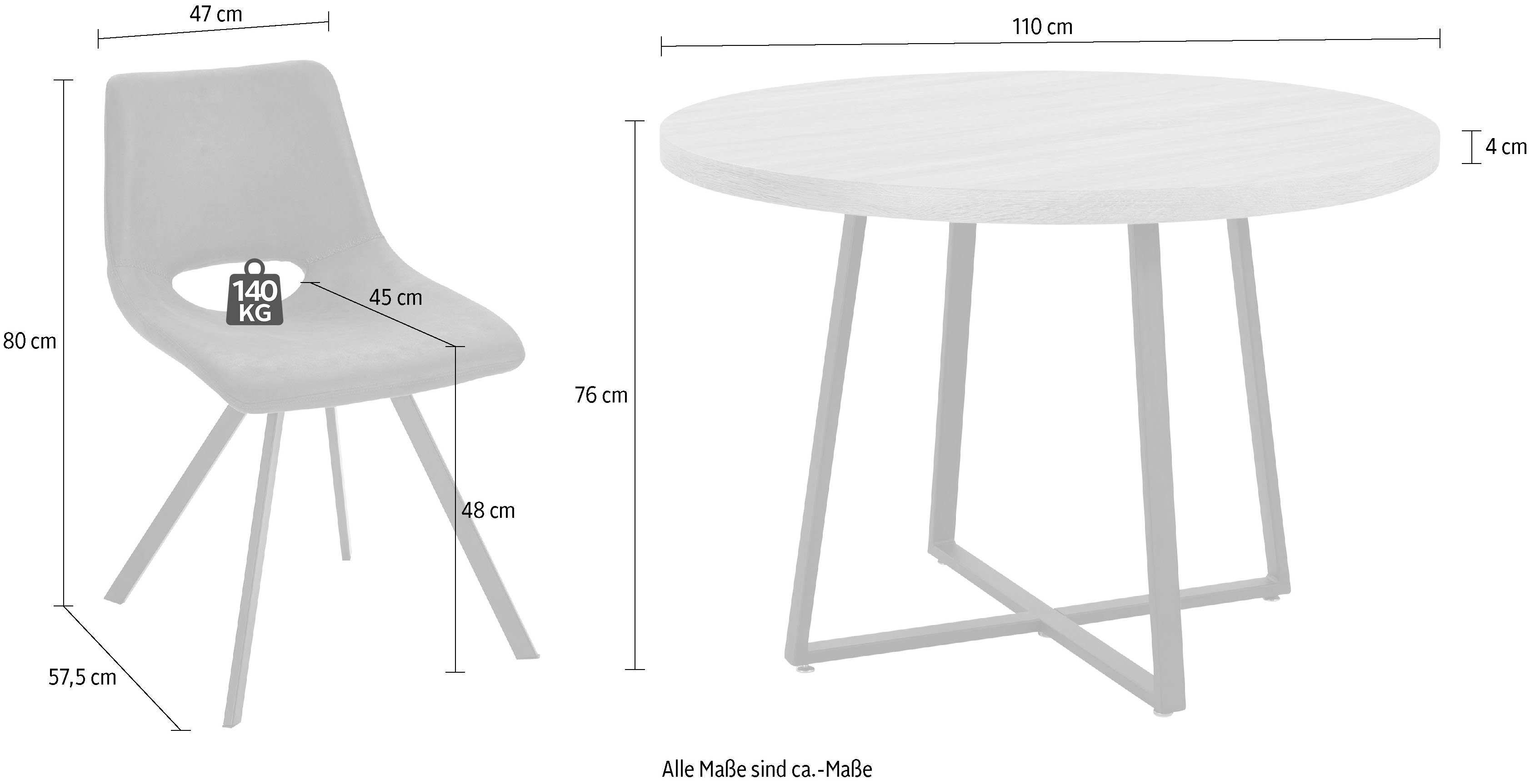 Home affaire Eethoek met 4 stoelen (5-delig)