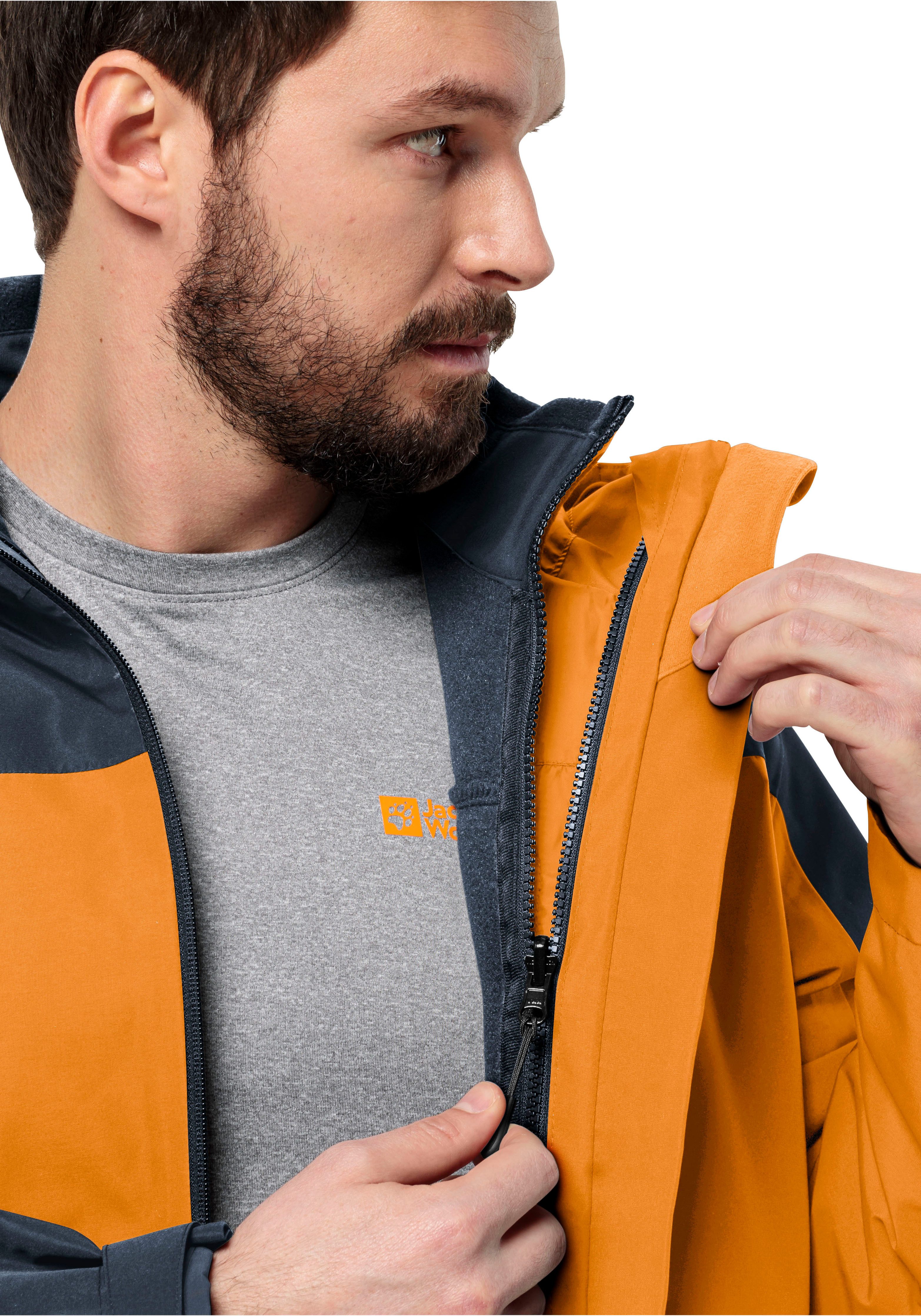Jack Wolfskin Functioneel 3-in-1-jack TAUBENBERG 3IN1 JKT M met waterafstotende ritsen waterdicht ademend