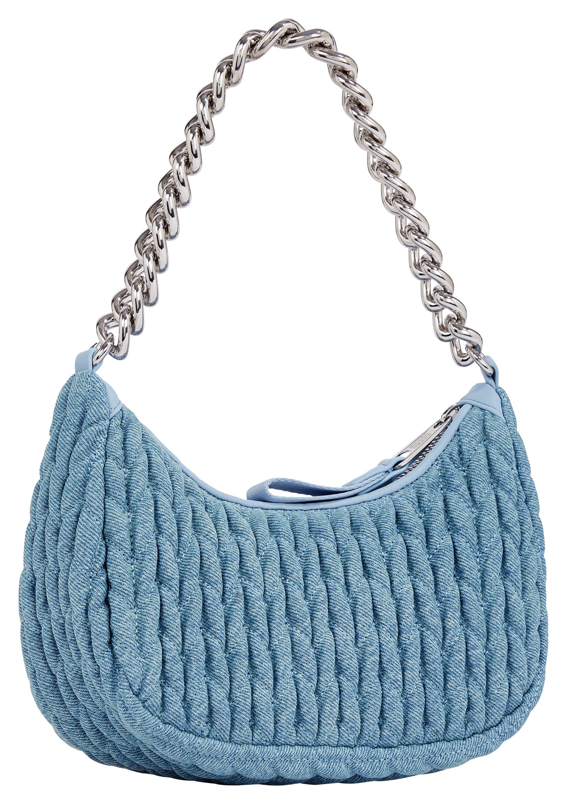 TOMMY JEANS Schoudertas TJW ICONIC SHOULDER DENIM , dames avondtas, handtas met elegante kettinghandvat