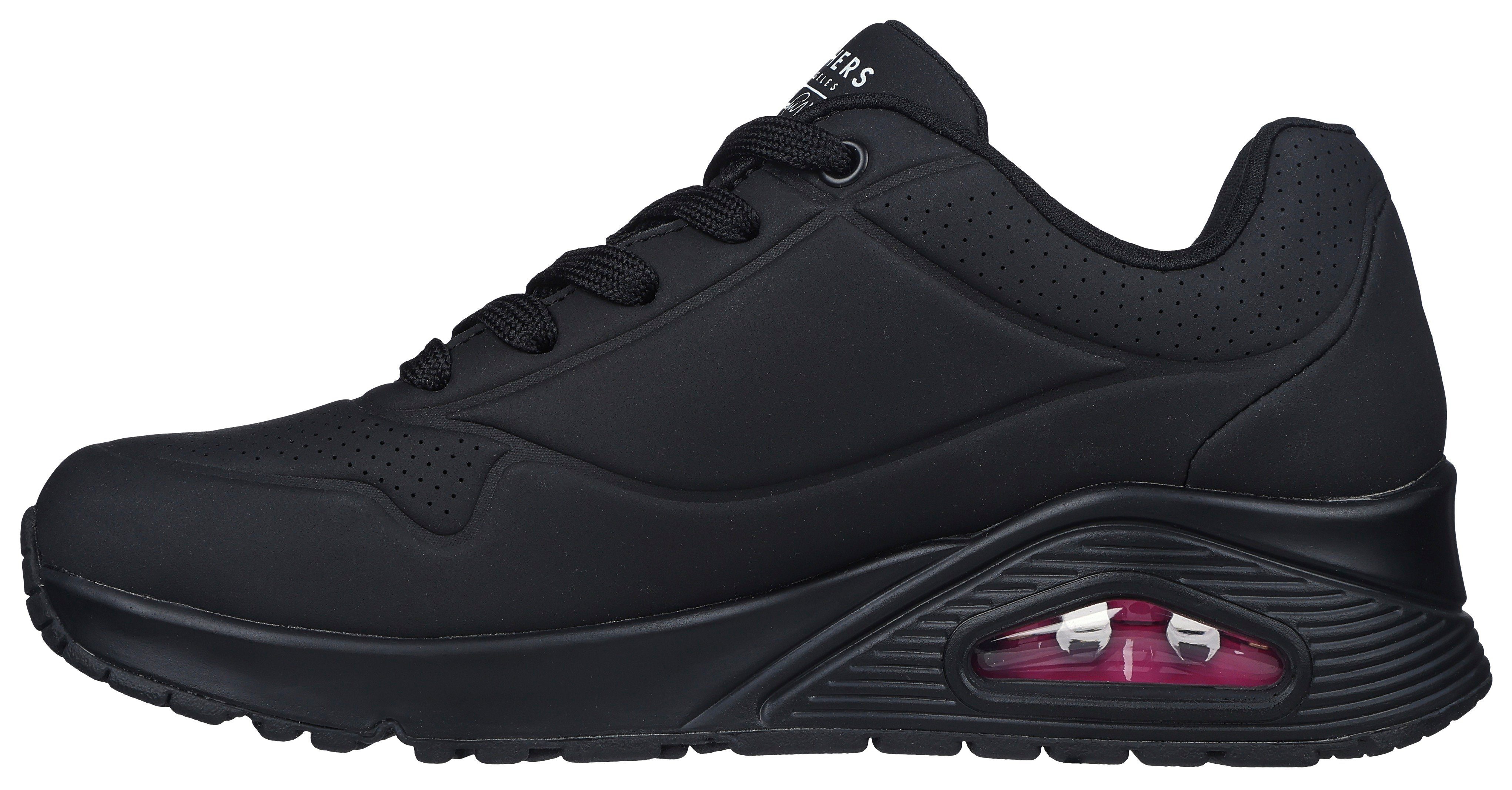 Skechers Sneakers UNO DRIPPING IN LOVE met hart-graffiti-print, vrijetijdsschoen, lage schoen, veterschoen