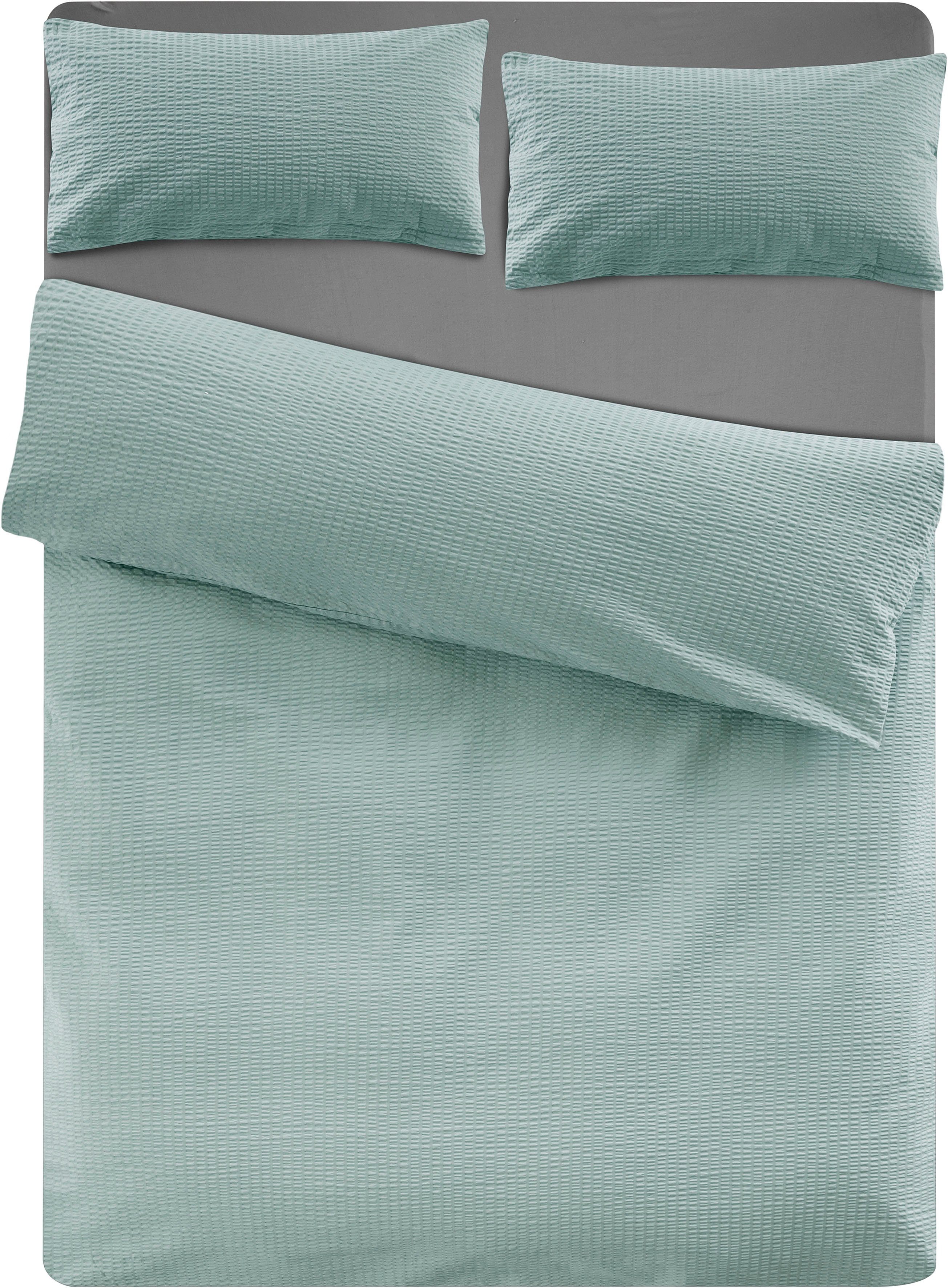 andas Overtrekset Sari2 in mt. 135x200 of 155x220 cm van katoen, uni dekbedovertrek in seersucker kwaliteit ideaal voor zomer (2-delig)